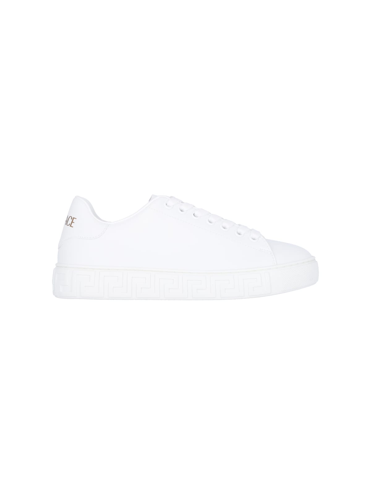 Shop Versace Greca Sneakers In White