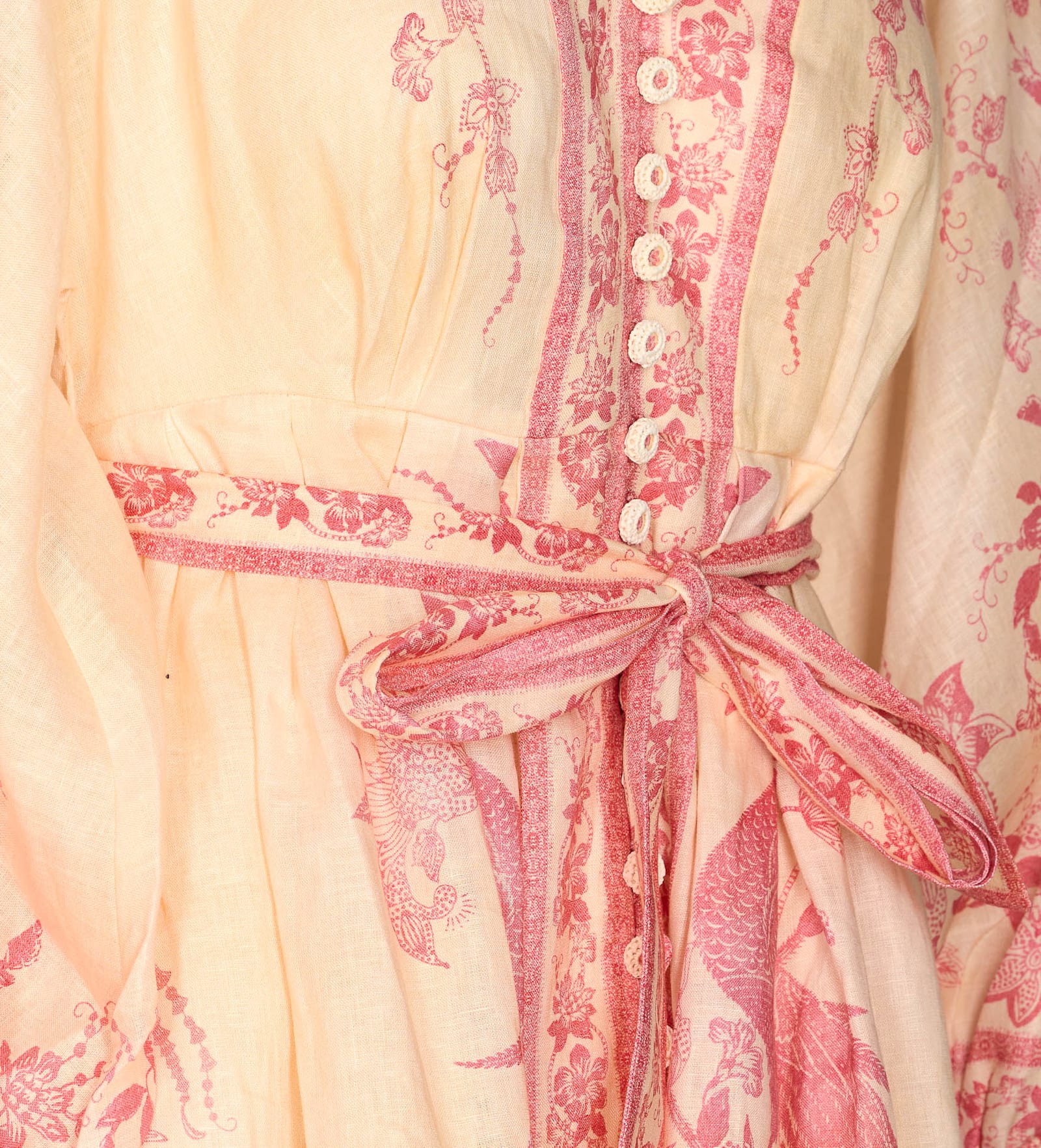 Zimmermann Beige Lucky Printed Mini Dress In Pink