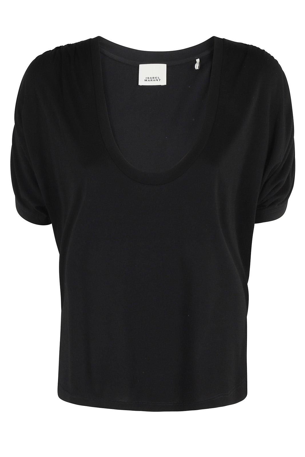Isabel Marant Draped Curved Hem T-shirt In Black