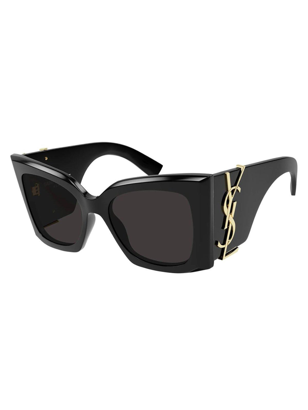 Saint Laurent Black Blaze Square-frame Sunglasses In 001 Black Black Black