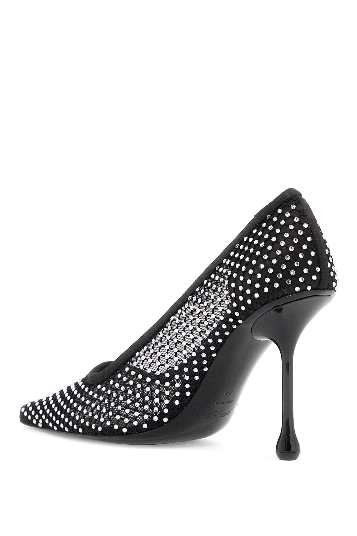 Shop Jimmy Choo Ixia 95 Mesh Dã©colletã© In Black Crystal (black)