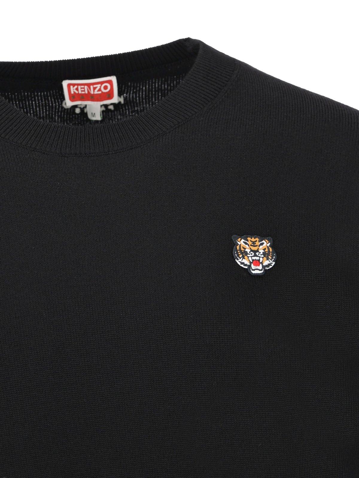 Shop Kenzo Lucky Tiger Embroidered Knit Jumper In Nero