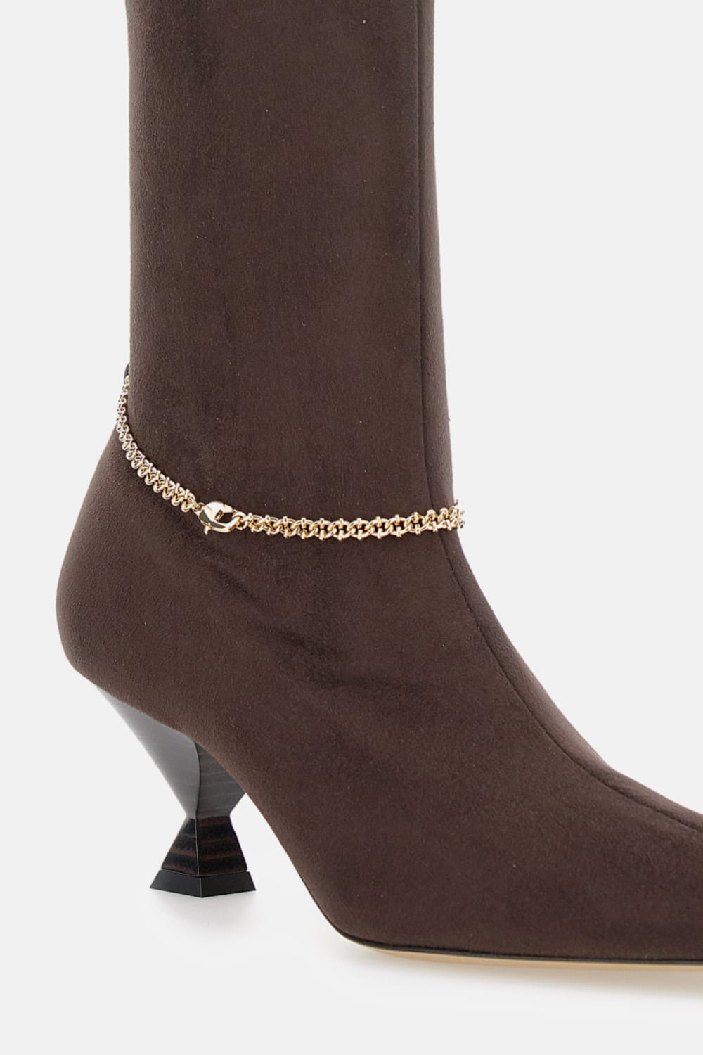 Maria Luca Chain-embellished Pointed-toe Boots In Brown