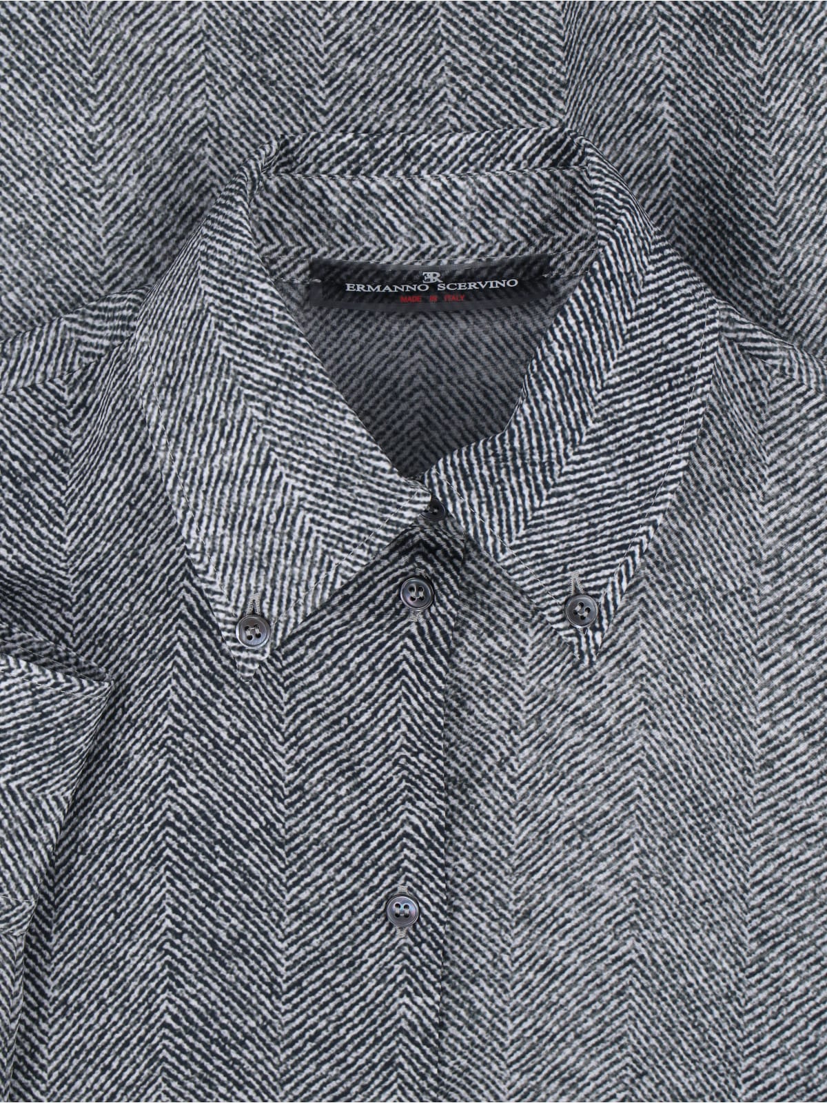 Ermanno Scervino Casual Long Sleeve Herringbone Pattern Top In Gray