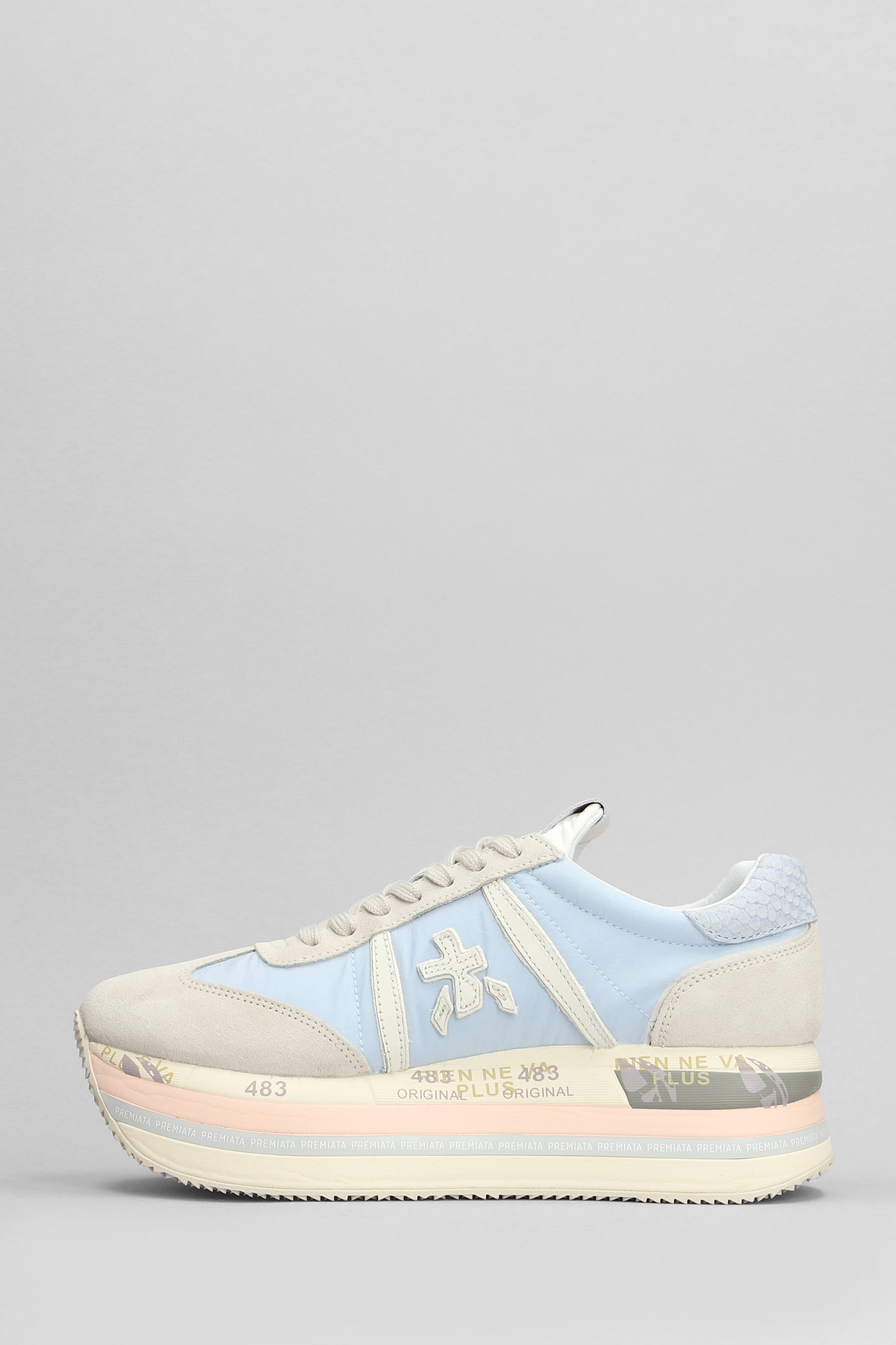 Shop Premiata Beth Sneakers In Beige Suede And Fabric