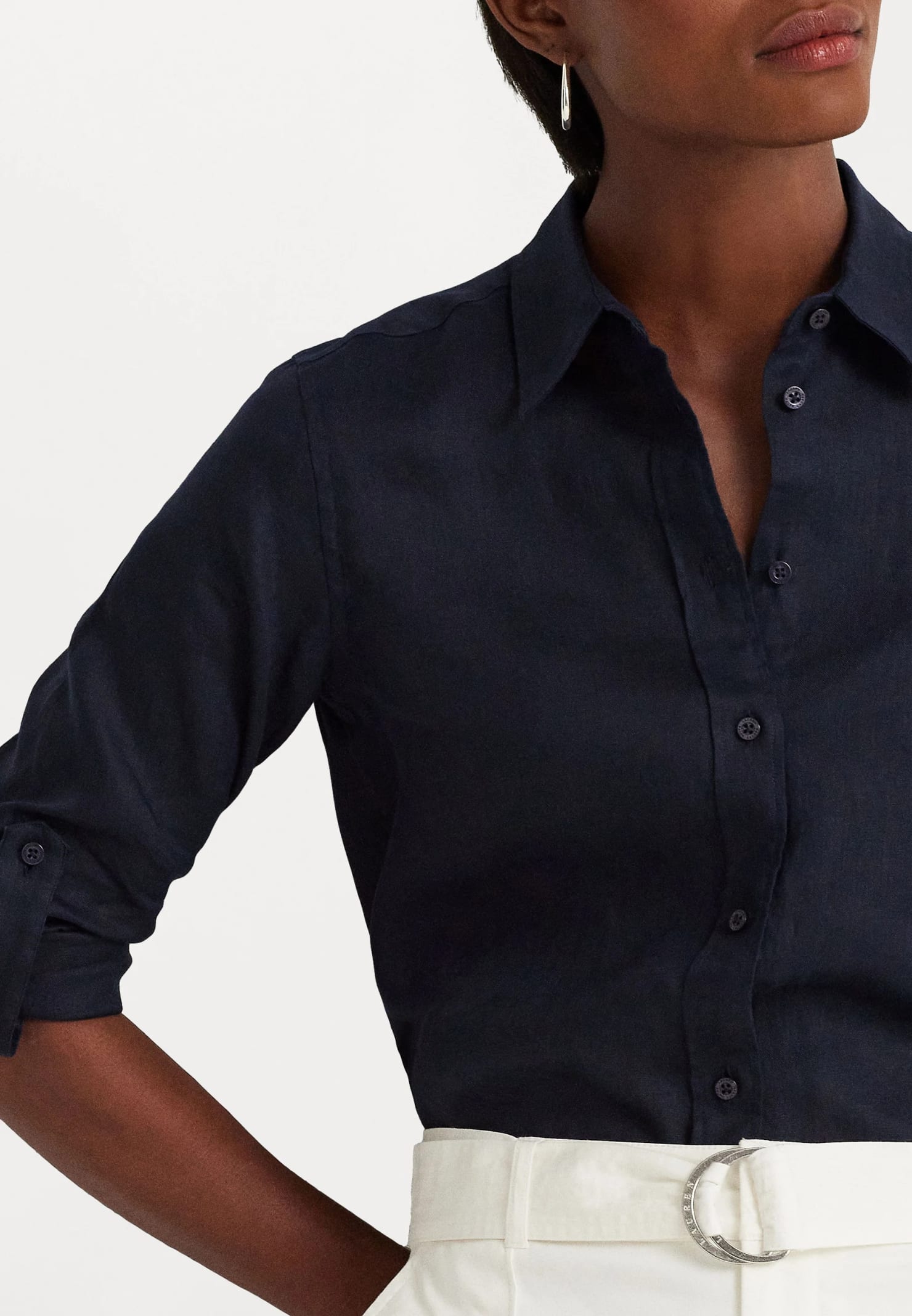 Shop Ralph Lauren Karrie Long Sleeve Shirt In Lauren Navy