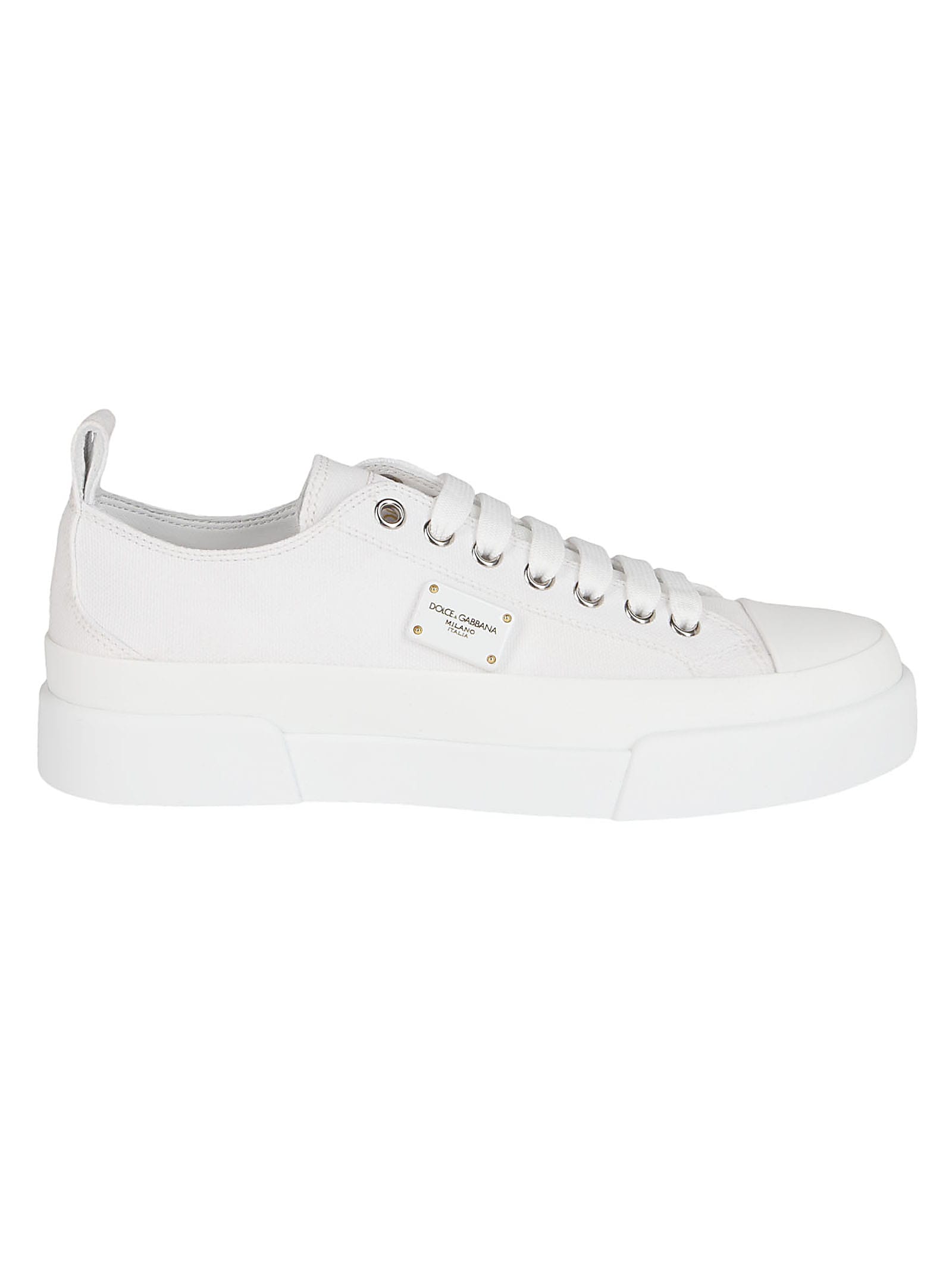 Dolce & Gabbana White Leather Sneakers In White Nude