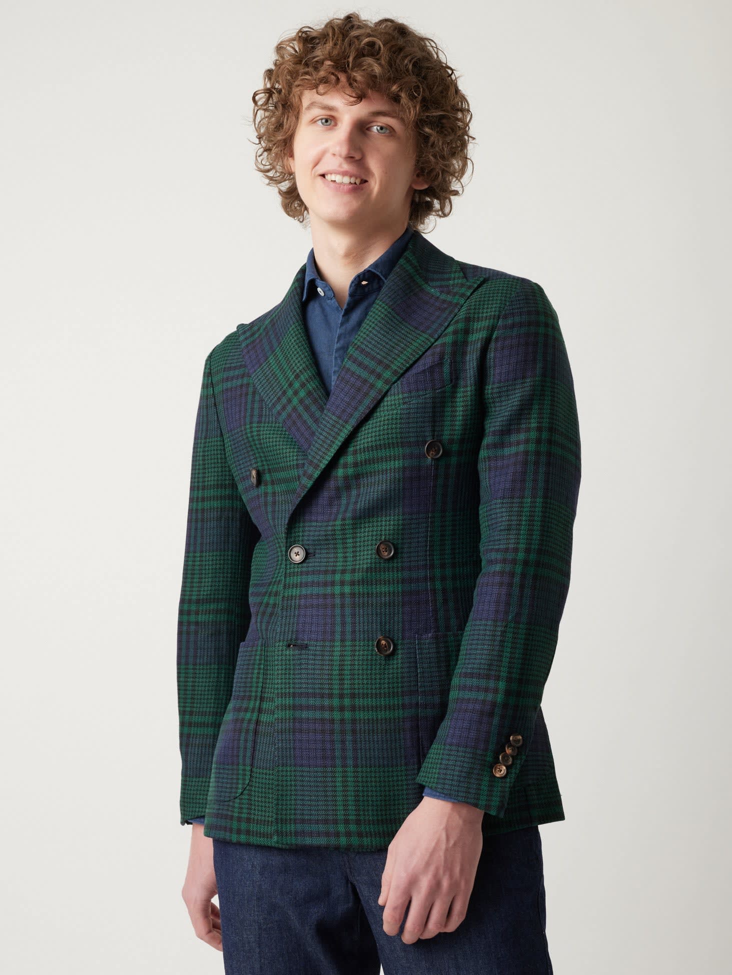 Shop Doppiaa Aaradeo Tartan Double-breasted Jacket