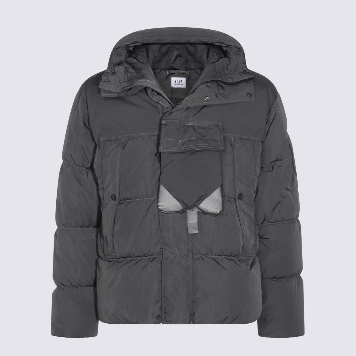 C.p. Company Men Moss Green Quilted Design Classic Hood Snap Button Fastening Flap Pockets Adju In Green