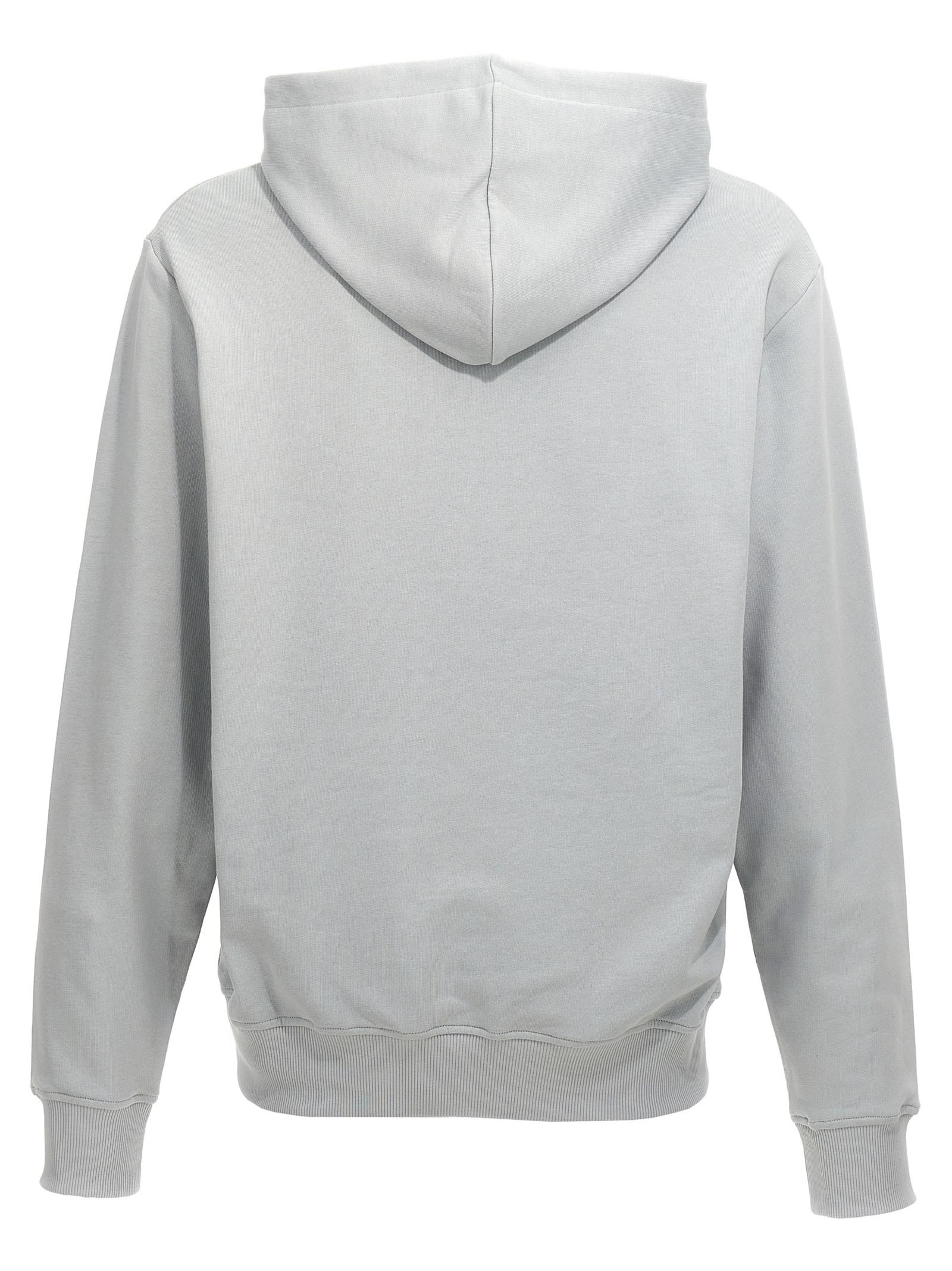 Shop Balmain Logo Print Hoodie In Light Blue