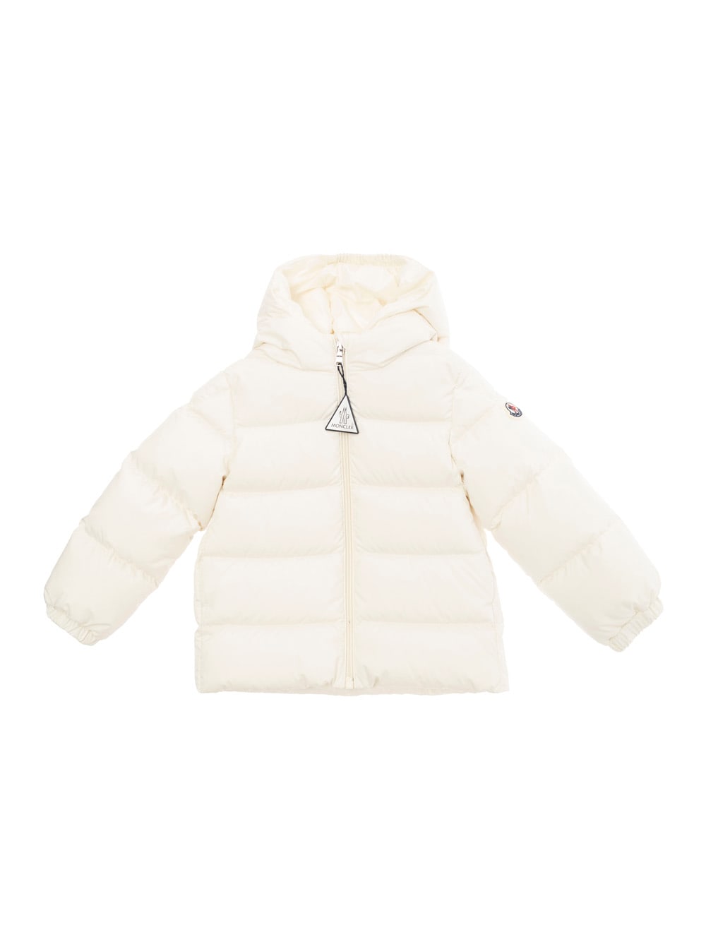 Moncler Kids' Sharon White Down Jacket With Logo Patch In Tech Fabric Baby