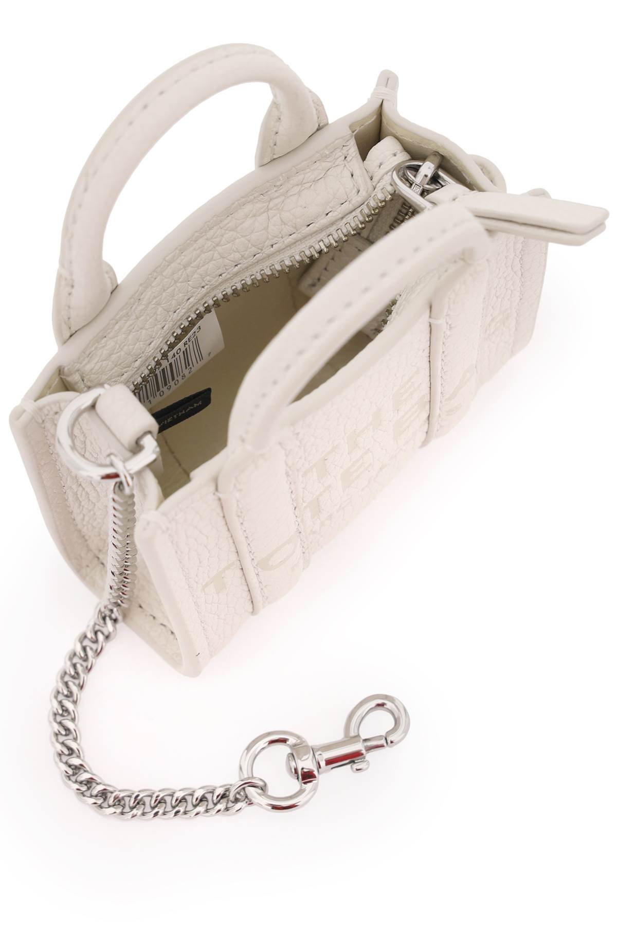 Marc Jacobs The Nano Tote Bag Charm In Cotton Silver (white)