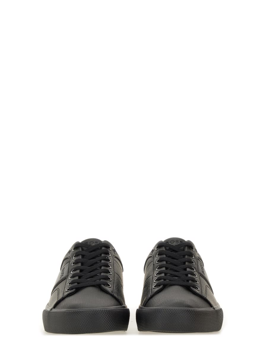 Hugo Boss Lace-up Panelled Sneakers In Black