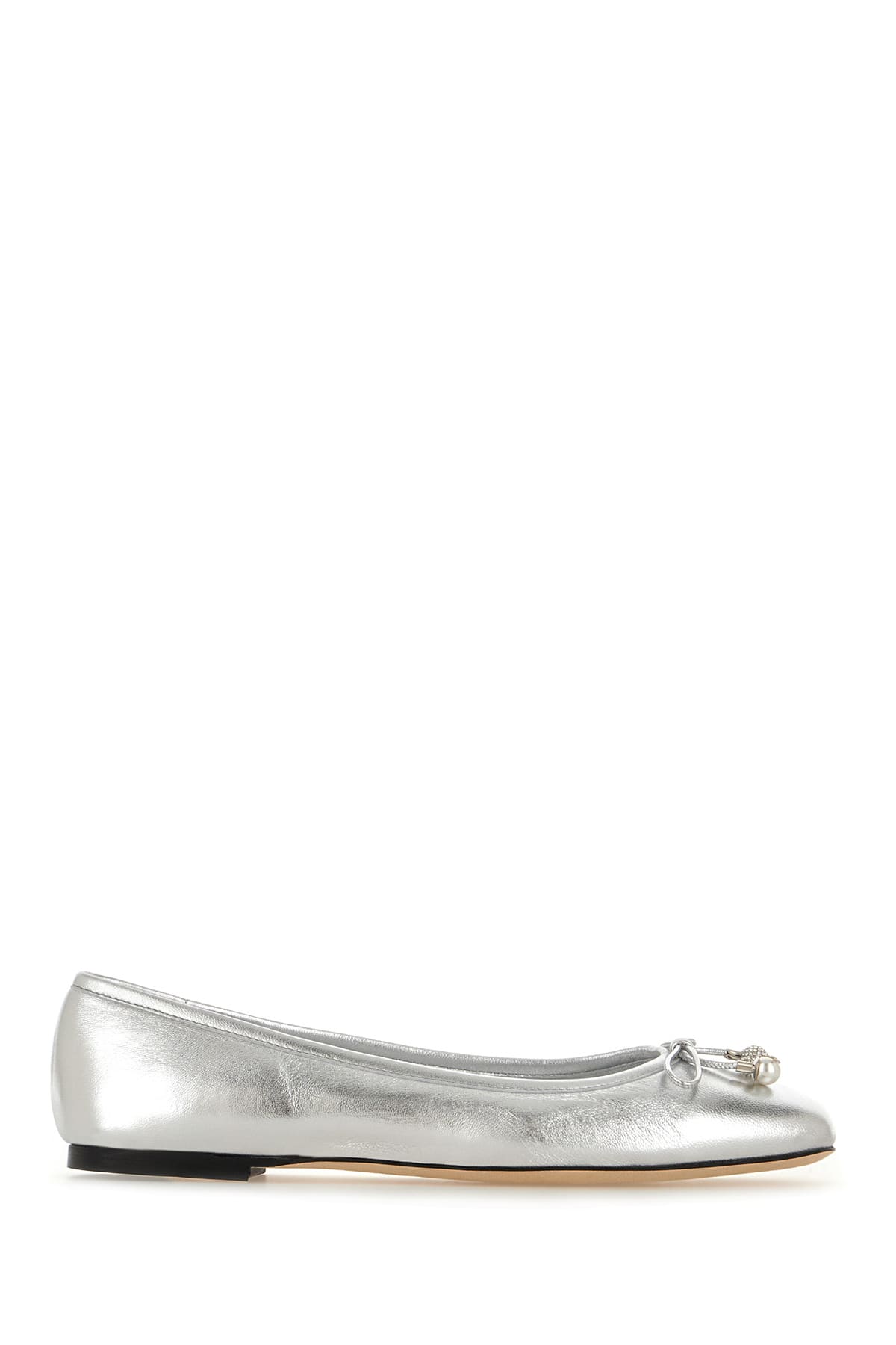 Jimmy Choo Silver Nappa Leather Ballerinas