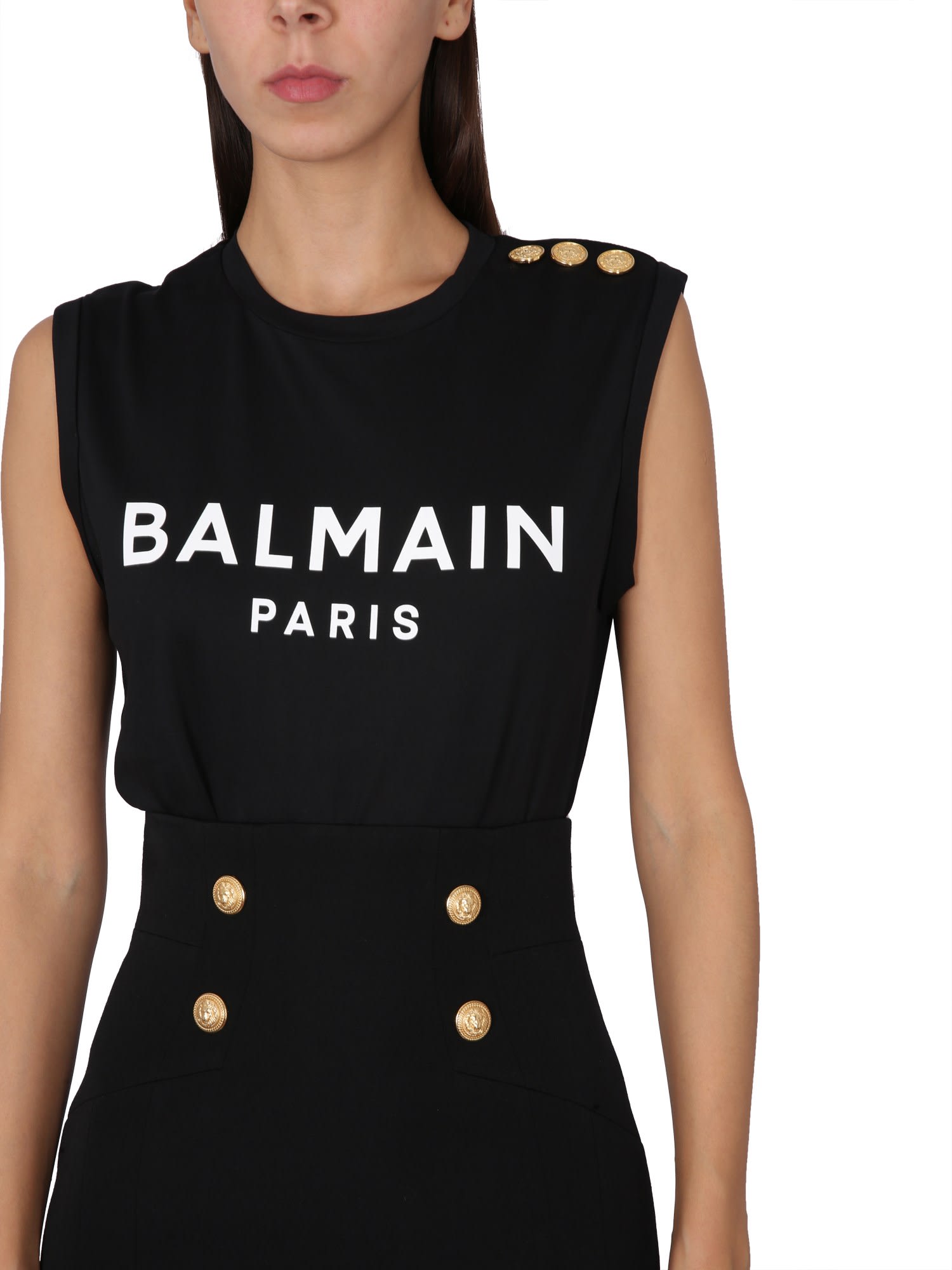 Shop Balmain T-shirt With Logo In Eab Noir Blanc