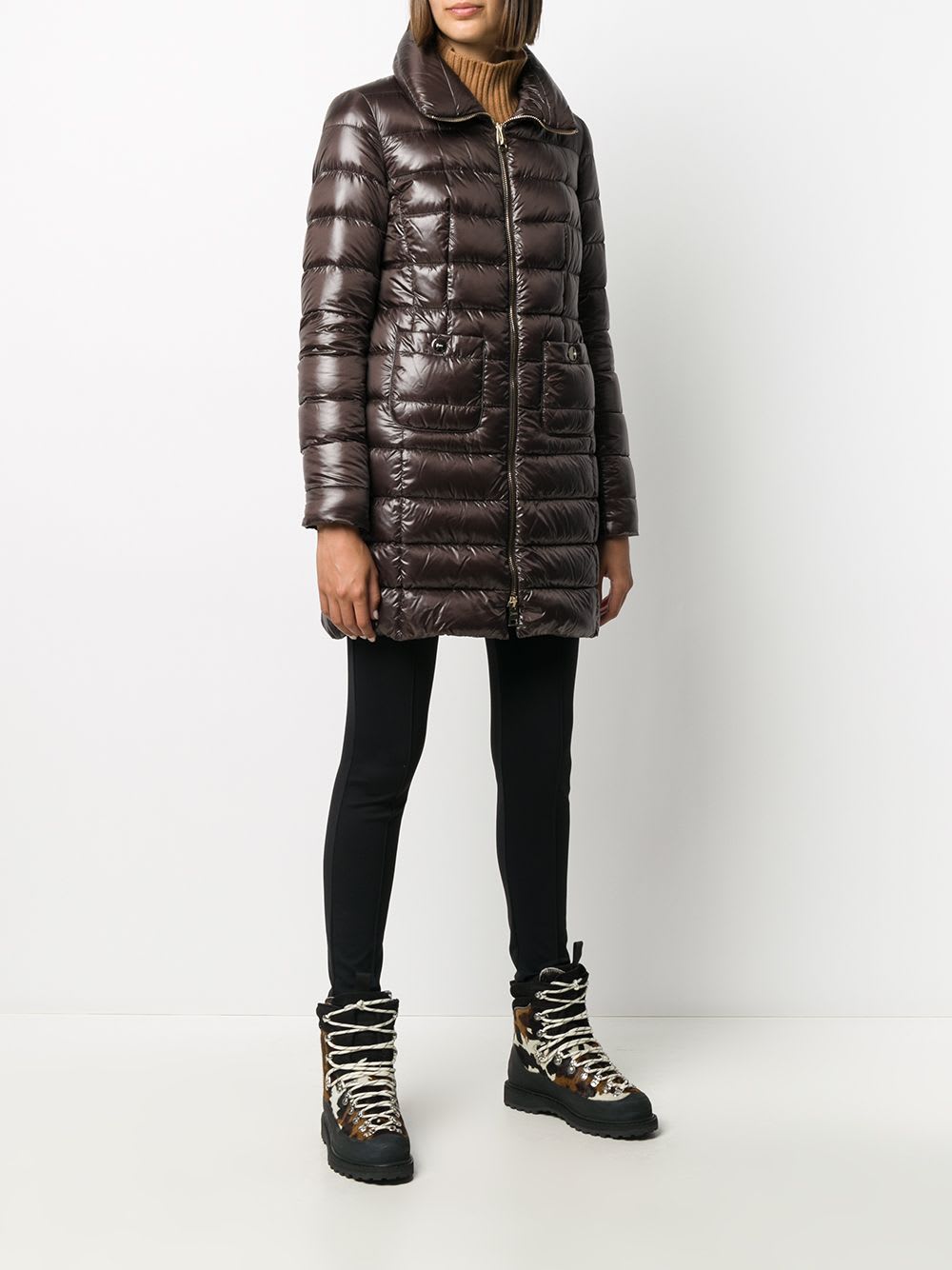 Herno Maria Quilted Down Jacket In Brown
