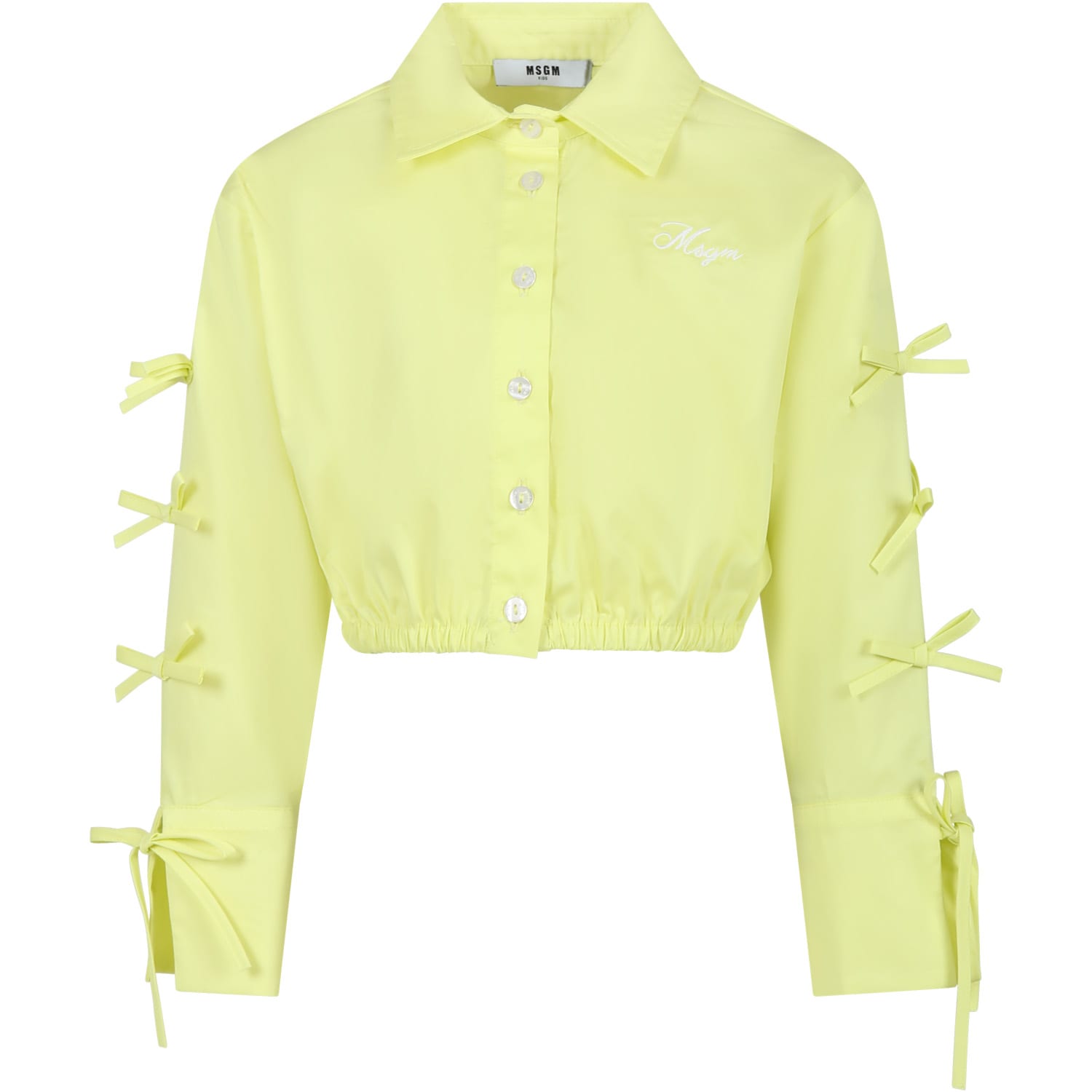 Msgm Kids' Yellow Shirt For Girl With Bows