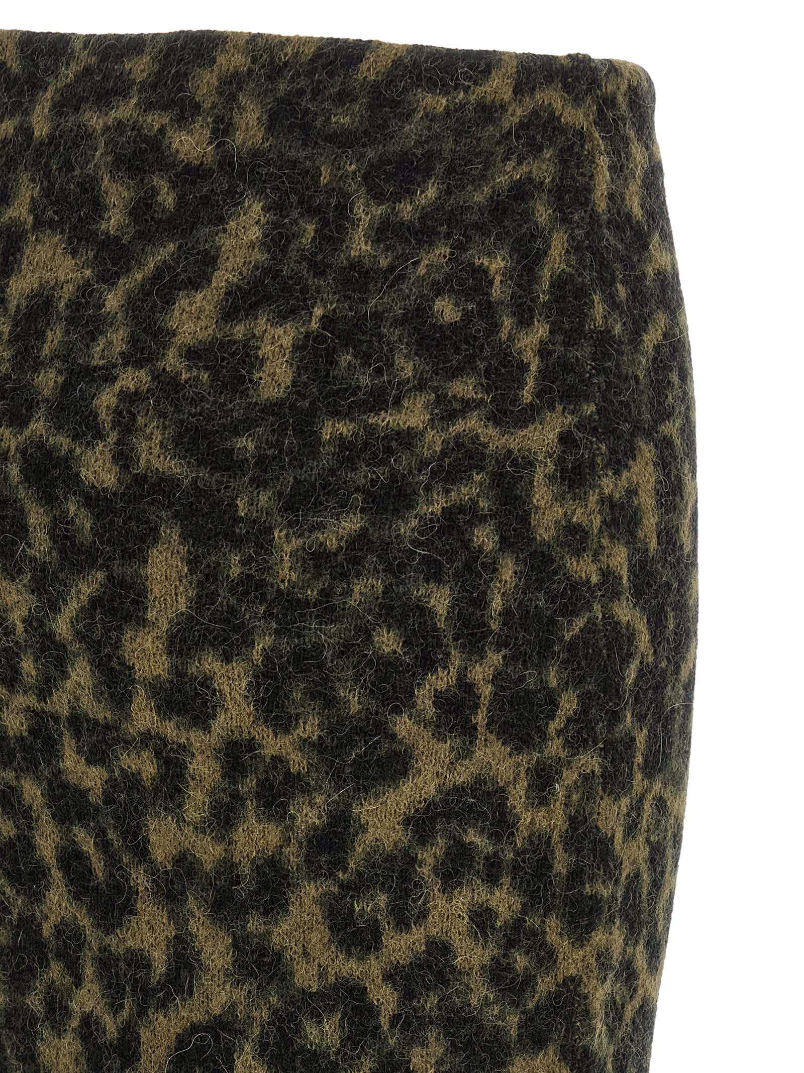 Nude Alpaca Wool Blend Animal Print Midi Skirt In Multi