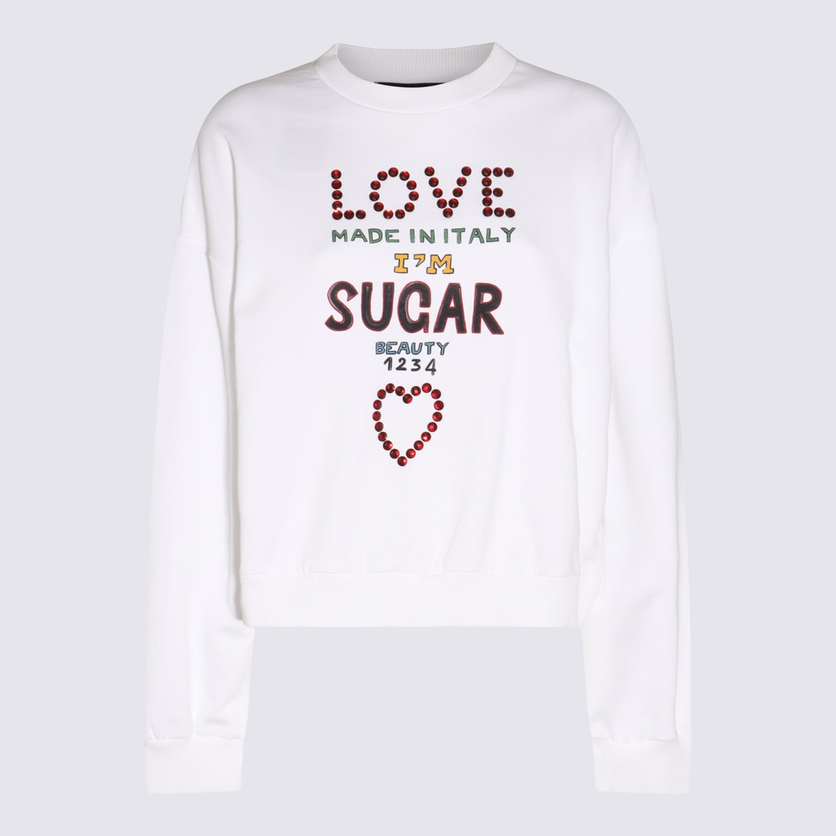 Shop Dolce & Gabbana White Multicolour Cotton Sweatshirt