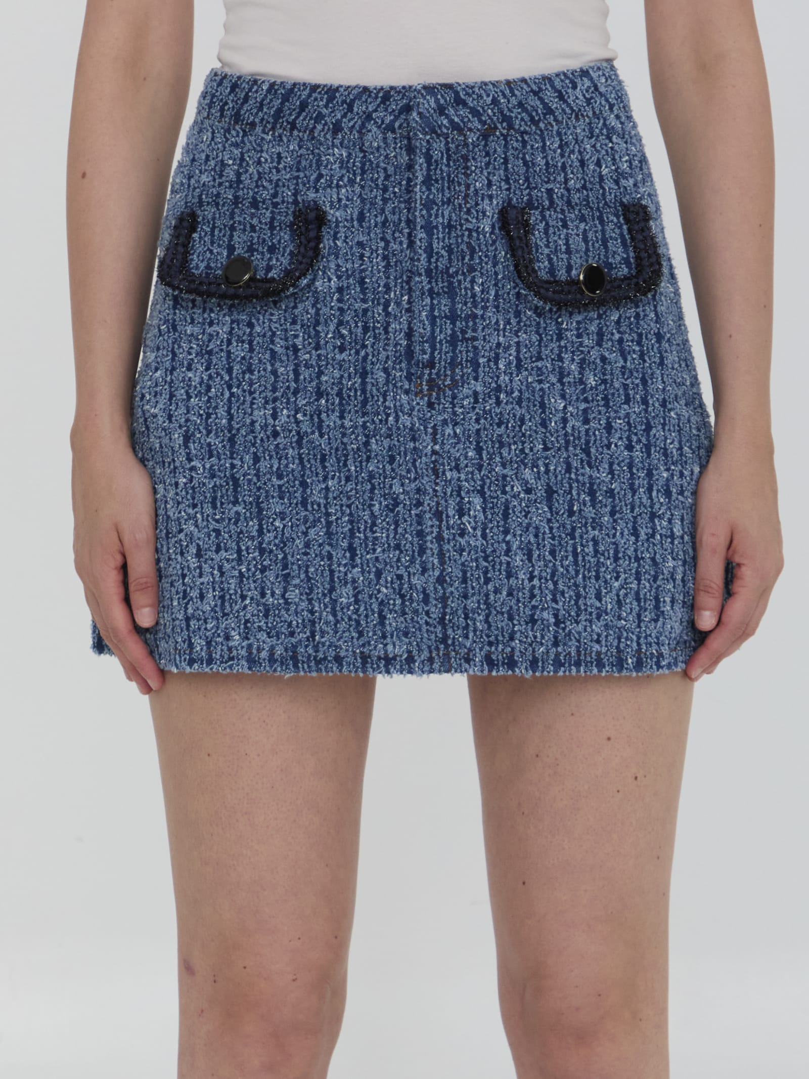 Textured Denim Miniskirt