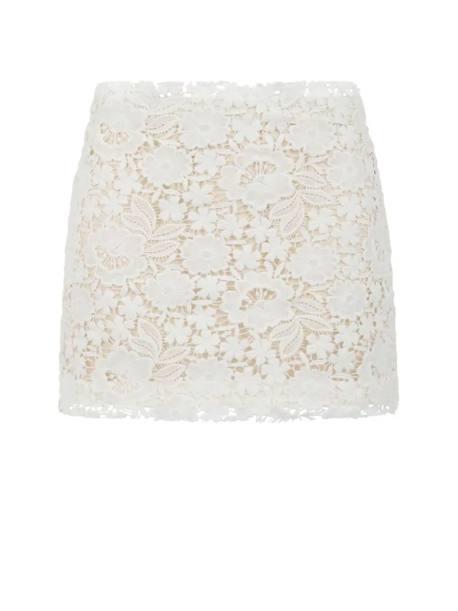 Parosh White Lace Mini Skirt