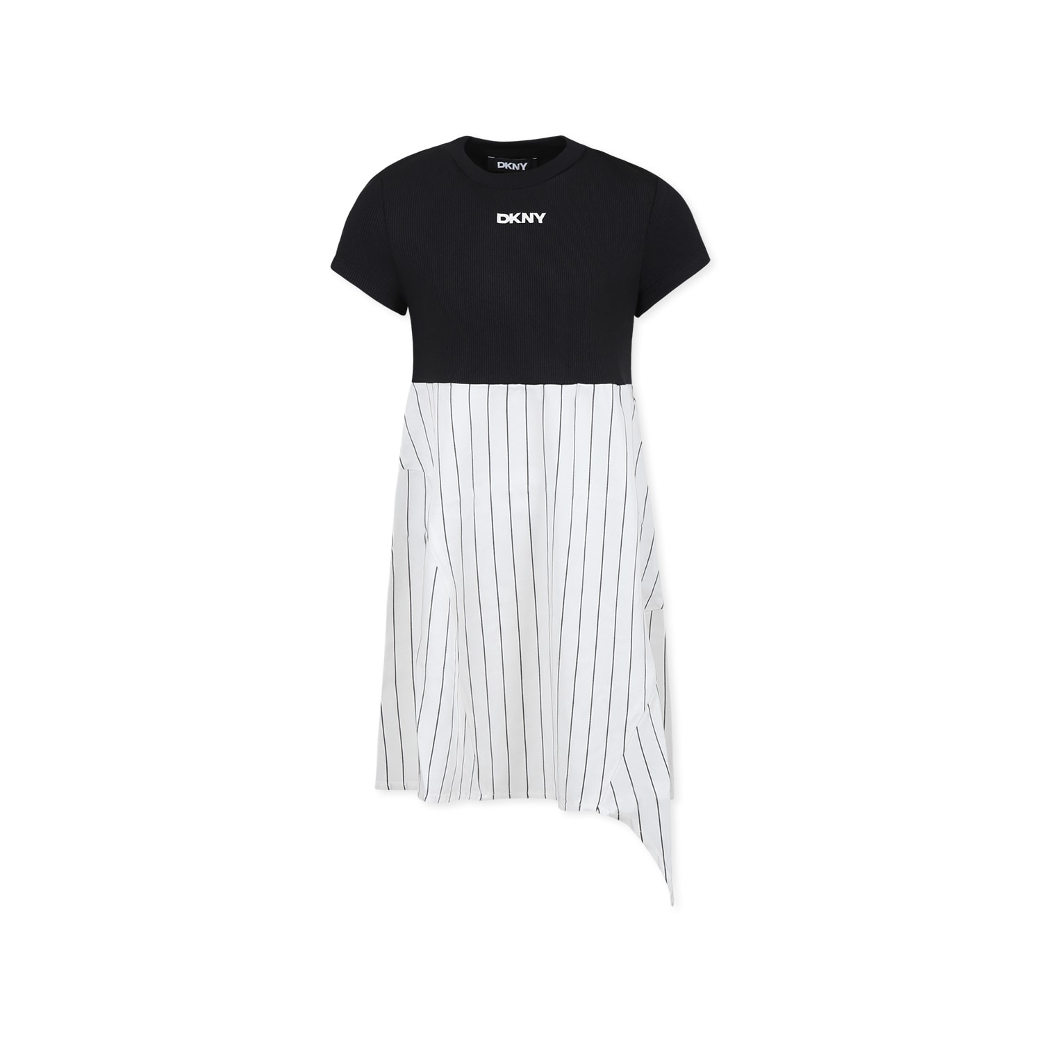 Dkny Short-sleeved Striped Dress In Multicolor