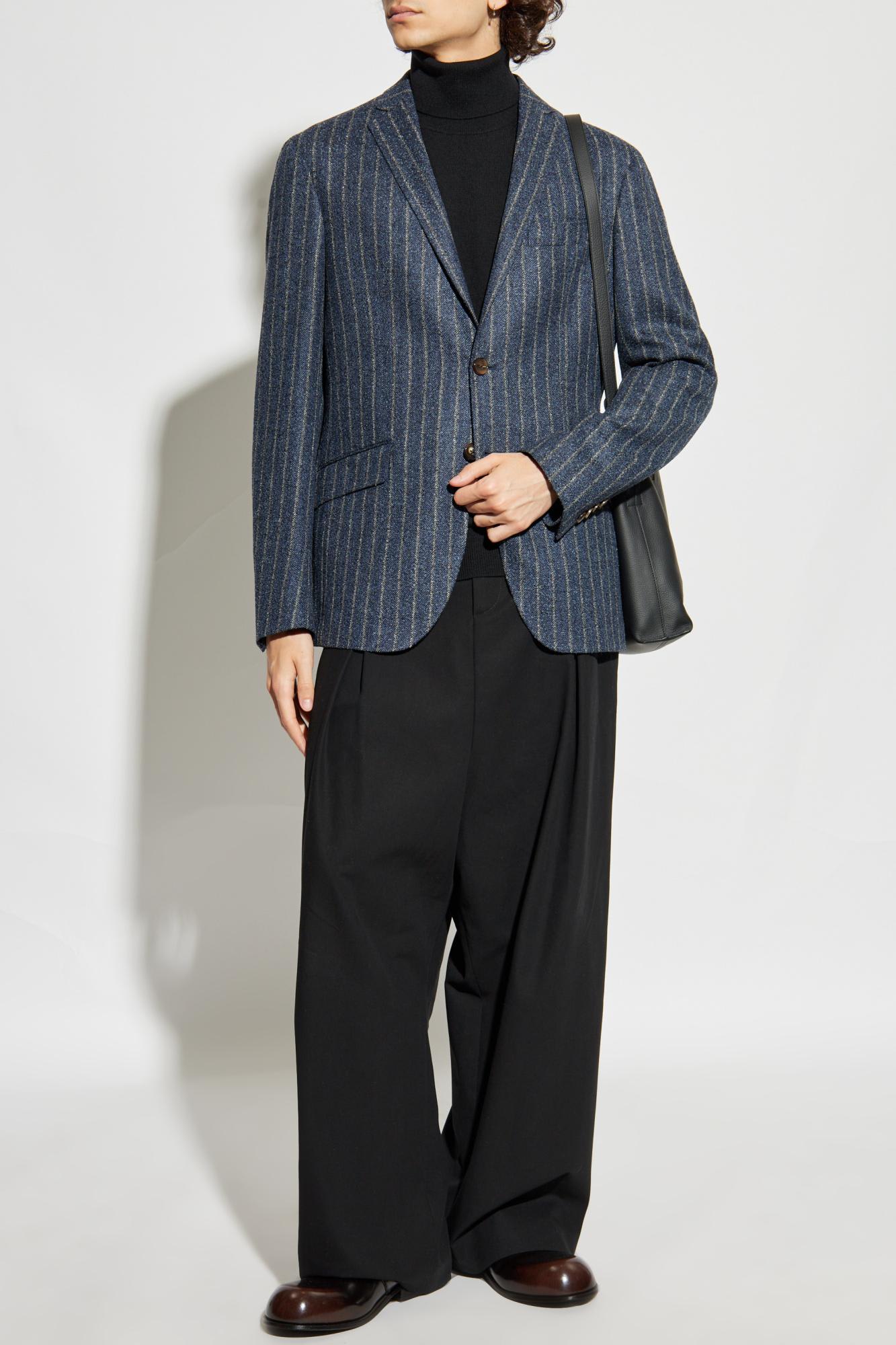 Etro Classic Pinstripe Blazer In Tailored Style In Multi