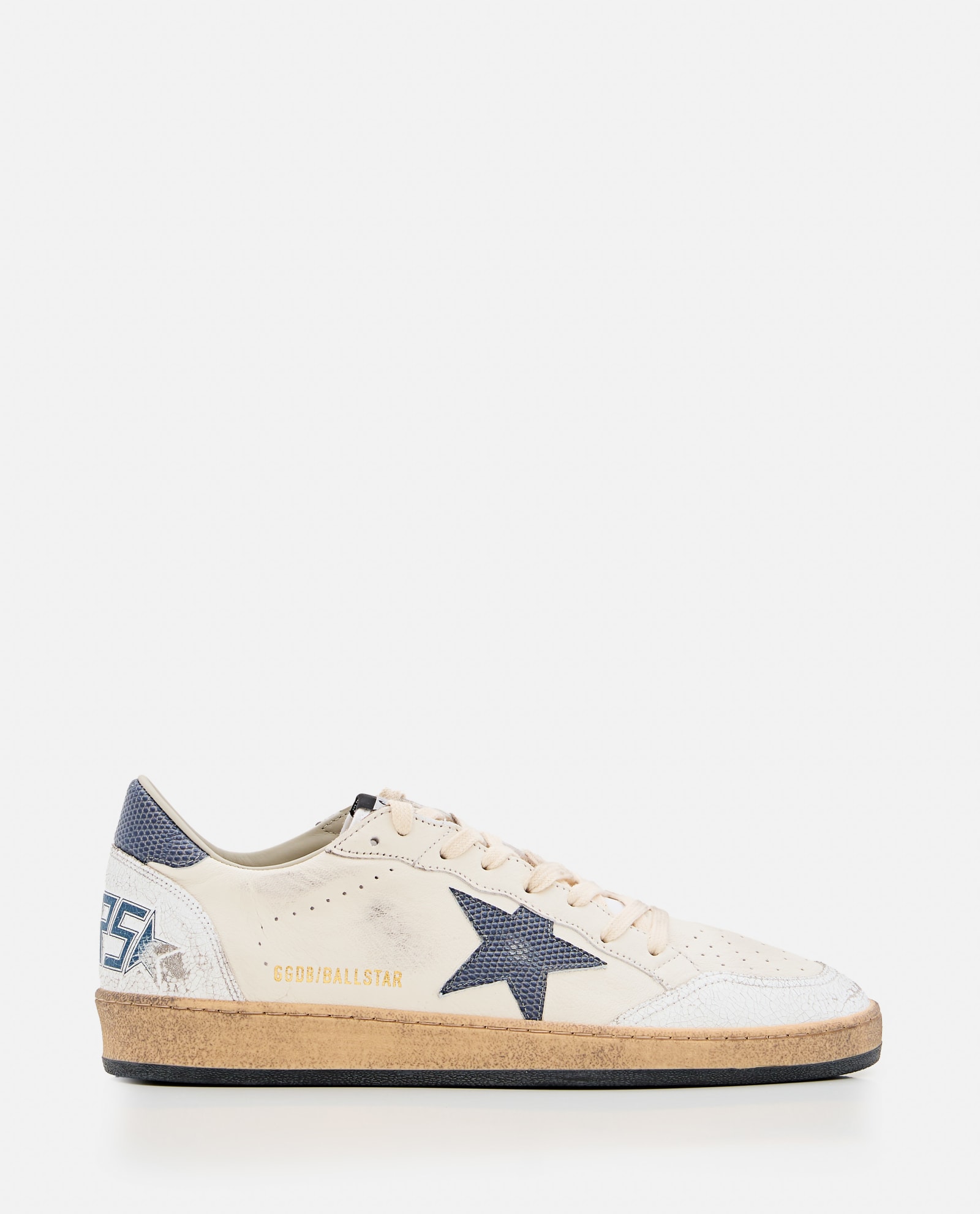 Shop Golden Goose Ballstar Nappa Upper Crack Toe And Spur Li Zard Printed Star And Heel In White