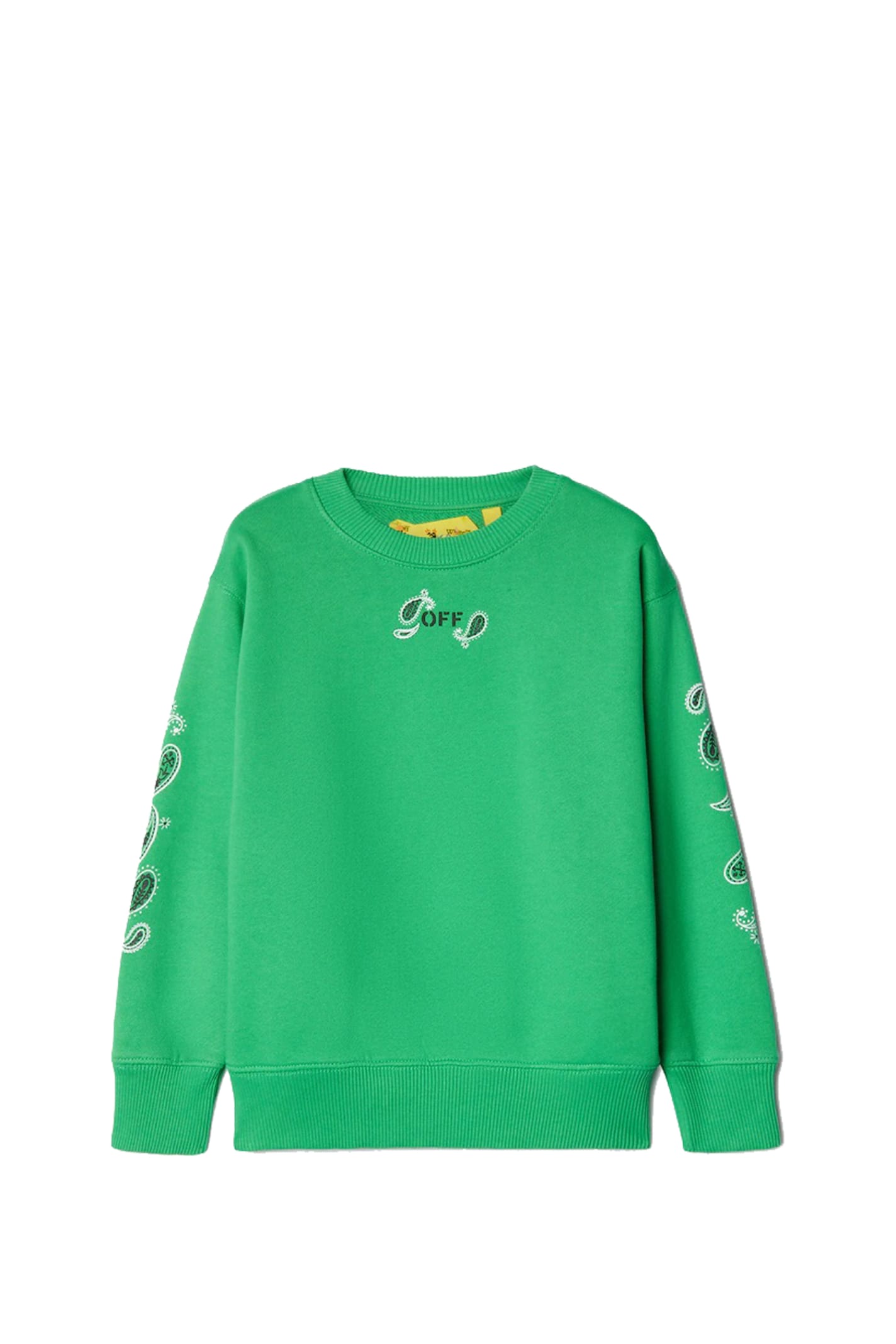 Shop Off-white Crew Neck Sweatshirt With Bandana Motif In Green