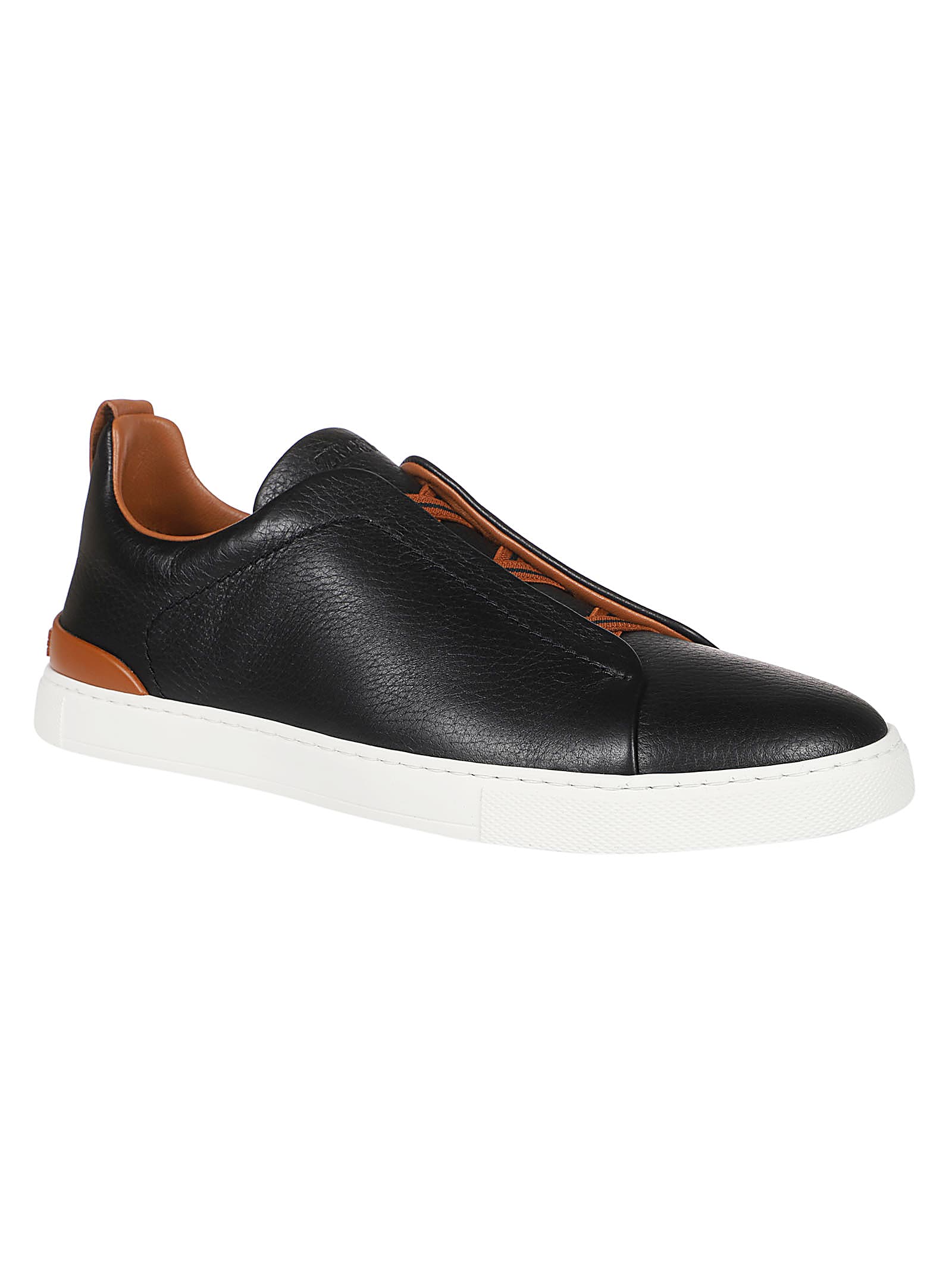 Shop Zegna Triple Stitch Low Top Sneakers In Sne Nero