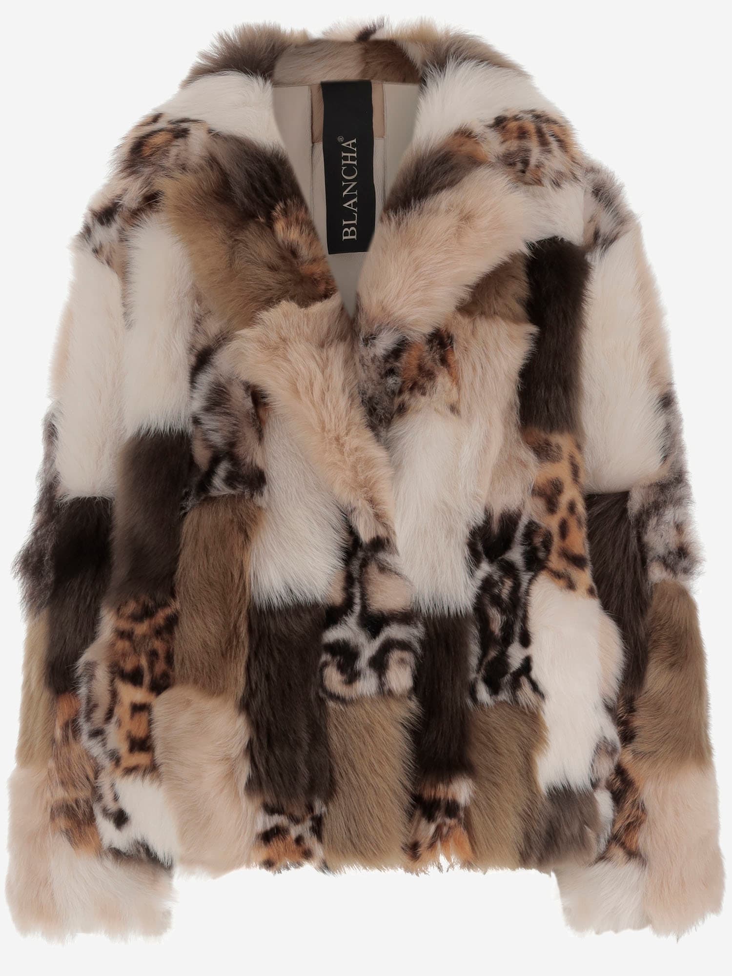 Blancha Color-block Shearling Jacket In Multi
