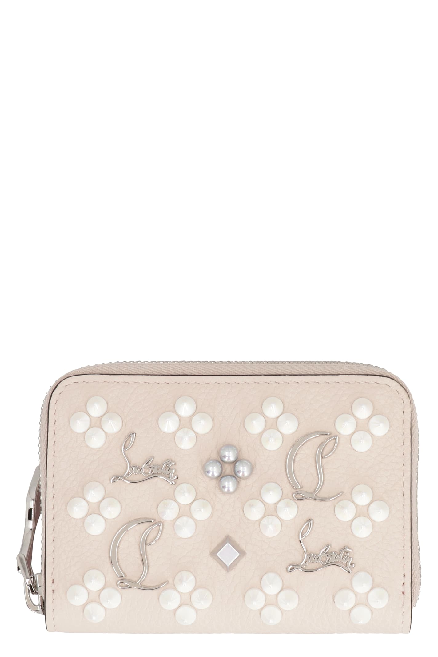 Shop Christian Louboutin Panettone Micro Leather Wallet In Panna