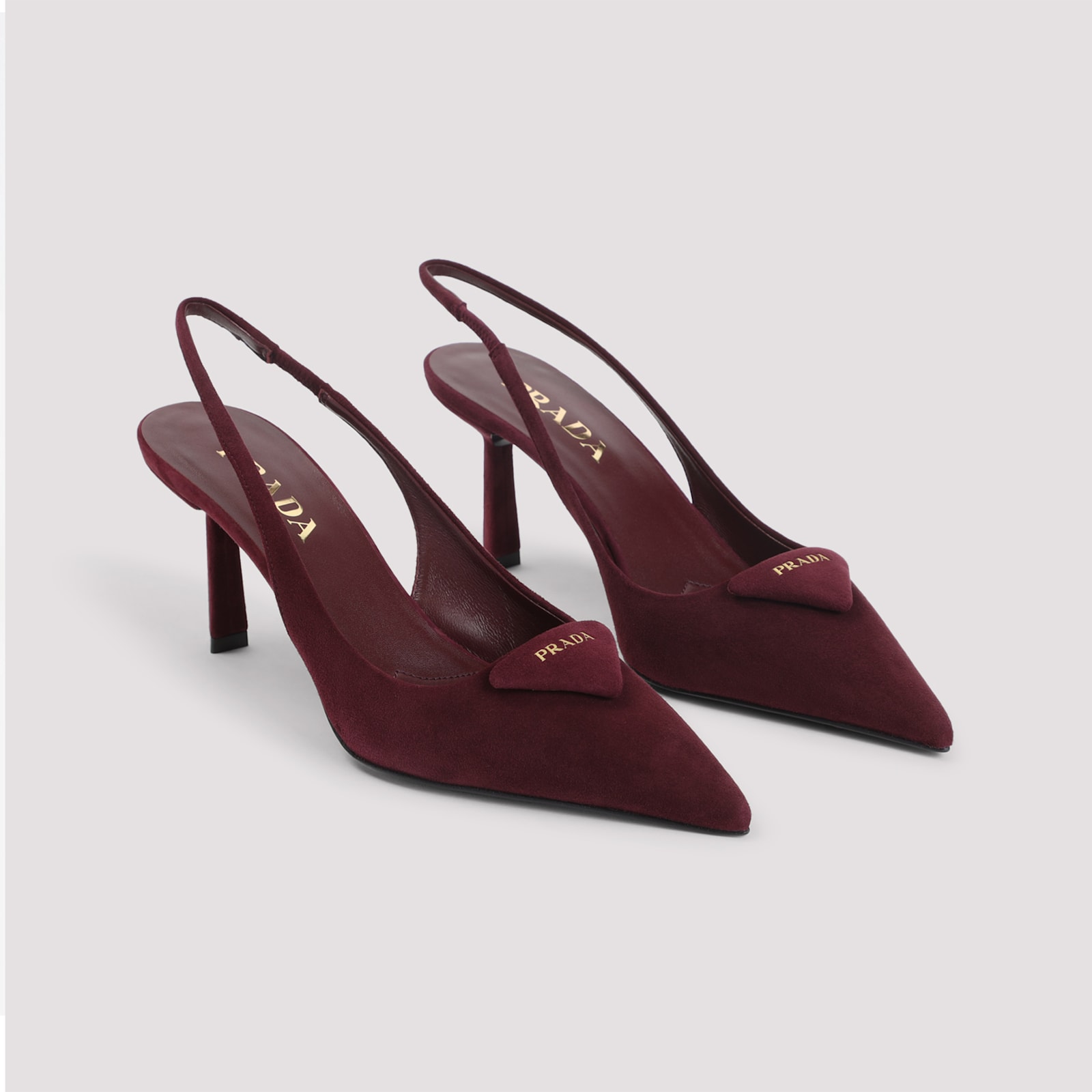 Prada Pointed Toe Leather Slingback Pumps In Burgundy