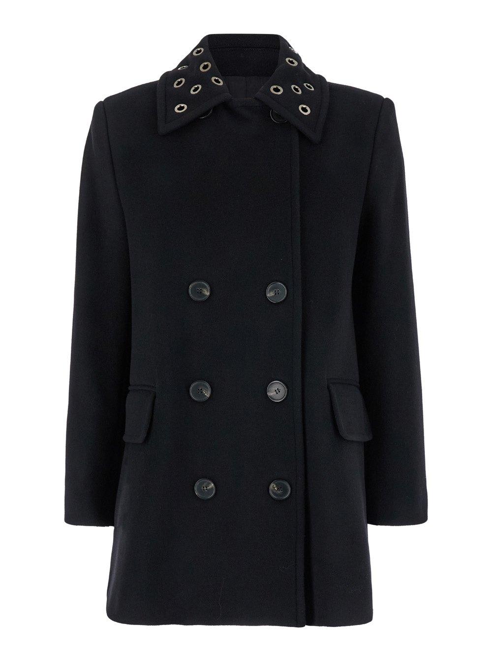 Shop Msgm Double Breasted Eyelet Detailed Coat