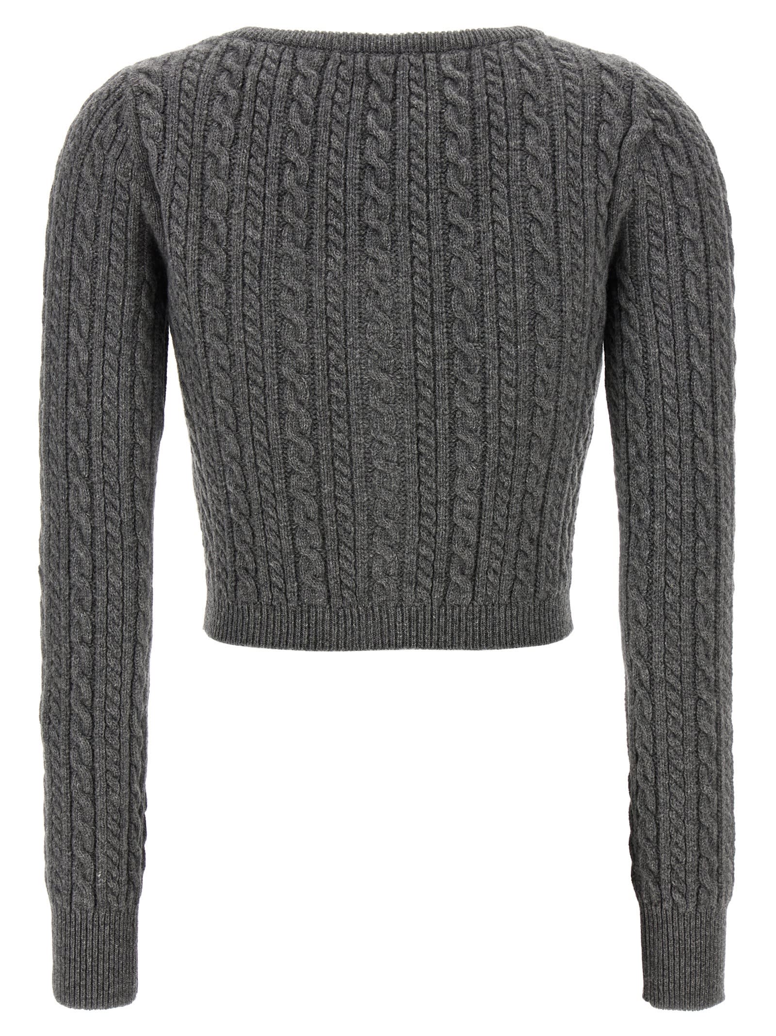 Alessandra Rich Wool Knitted Cardigan In Gray
