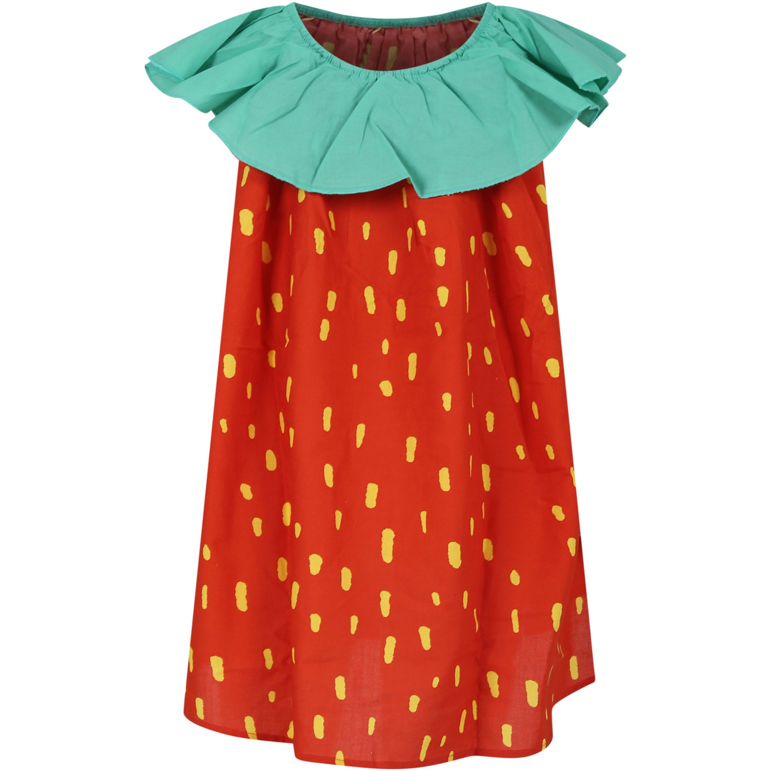 Shop Stella Mccartney Red Dress For Girl With All-over Print