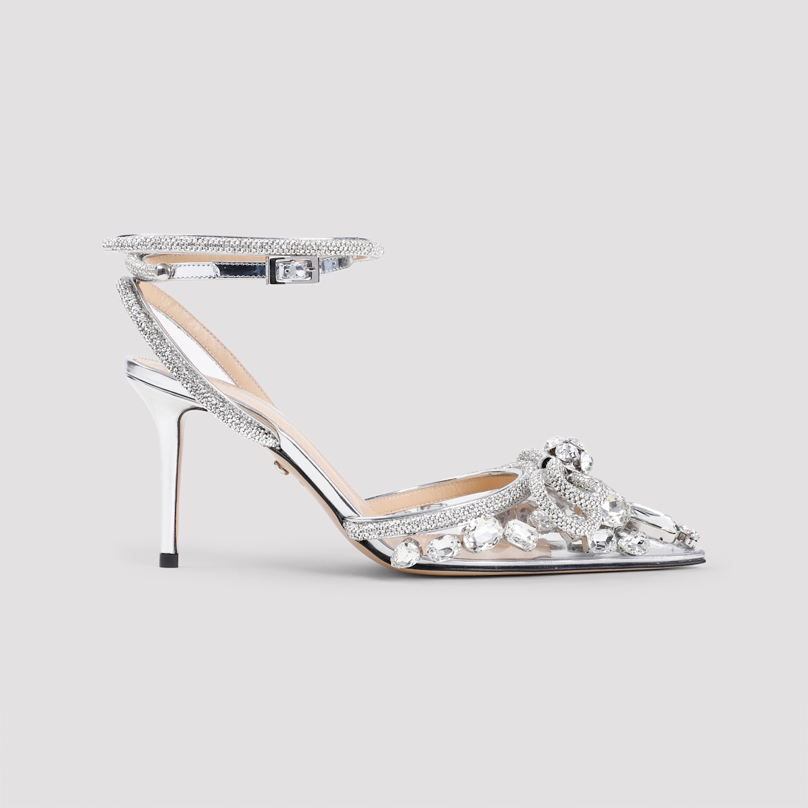 Shop Mach &amp; Mach Double Bow Sandals In Silver