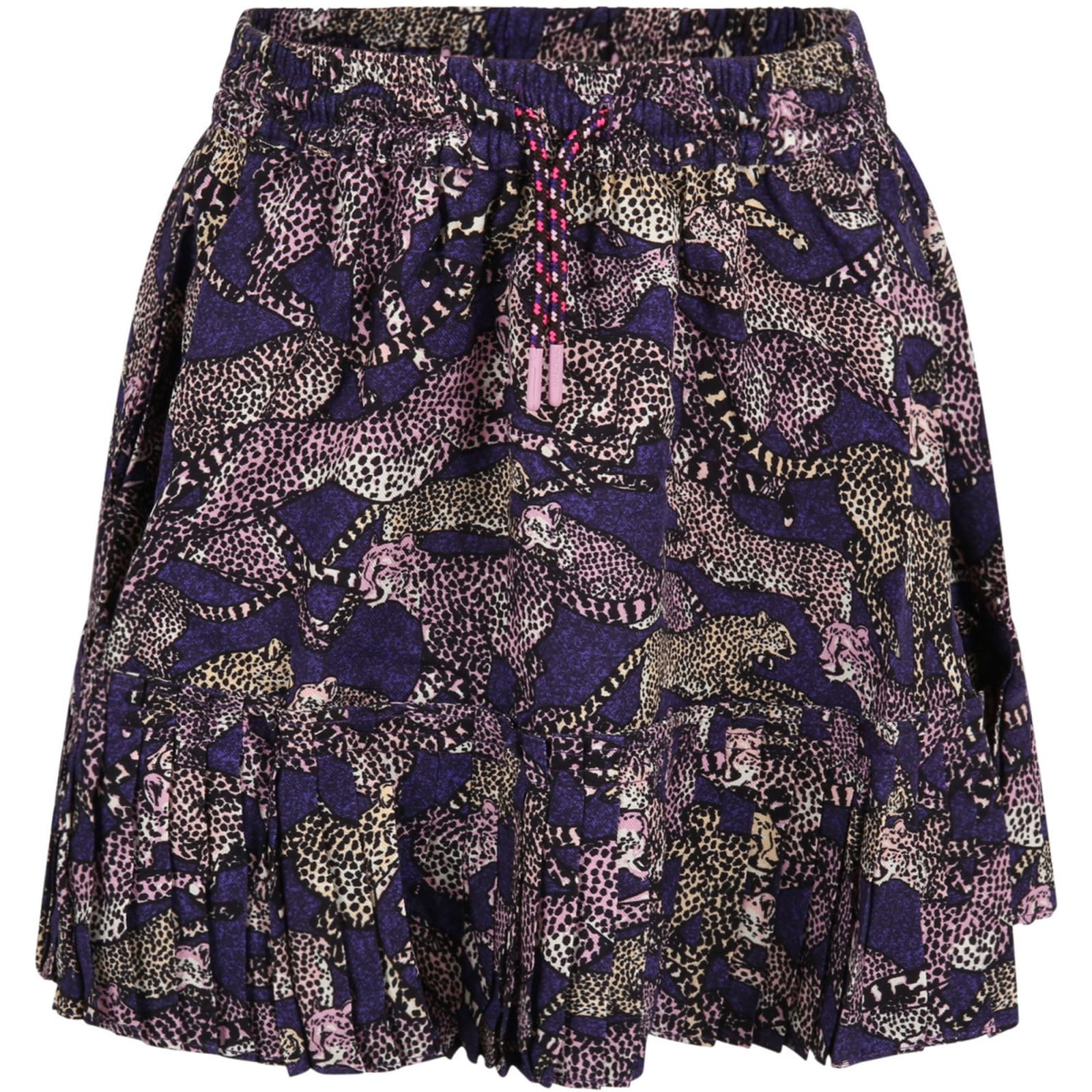 KENZO PURPLE SKIRT FOR GIRL WITH TIGERS