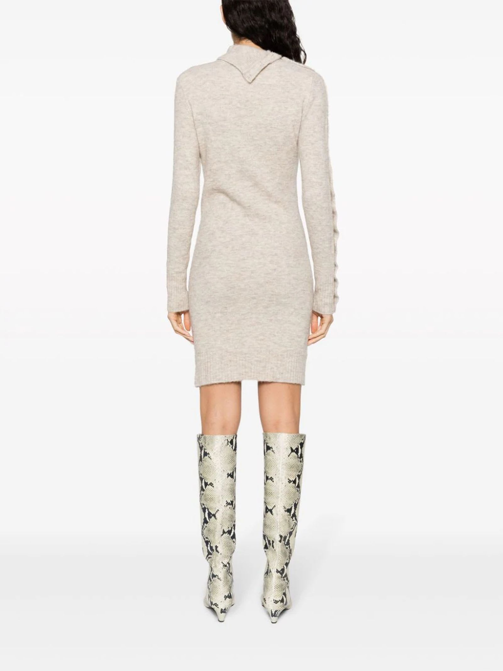 Isabel Marant Marina Boiled Knit Mini Dress In Beige