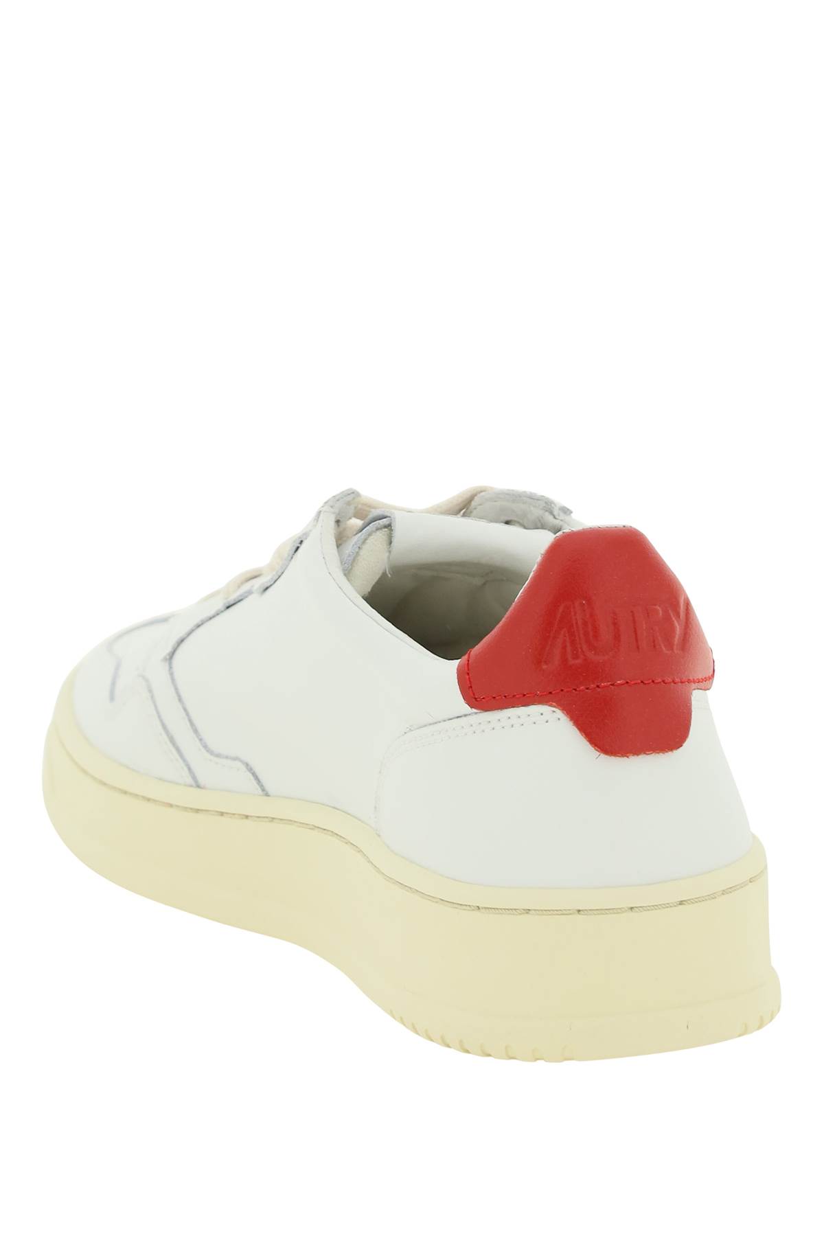 Autry Medalist Low Sneakers In White And Sandstorm Leather In White