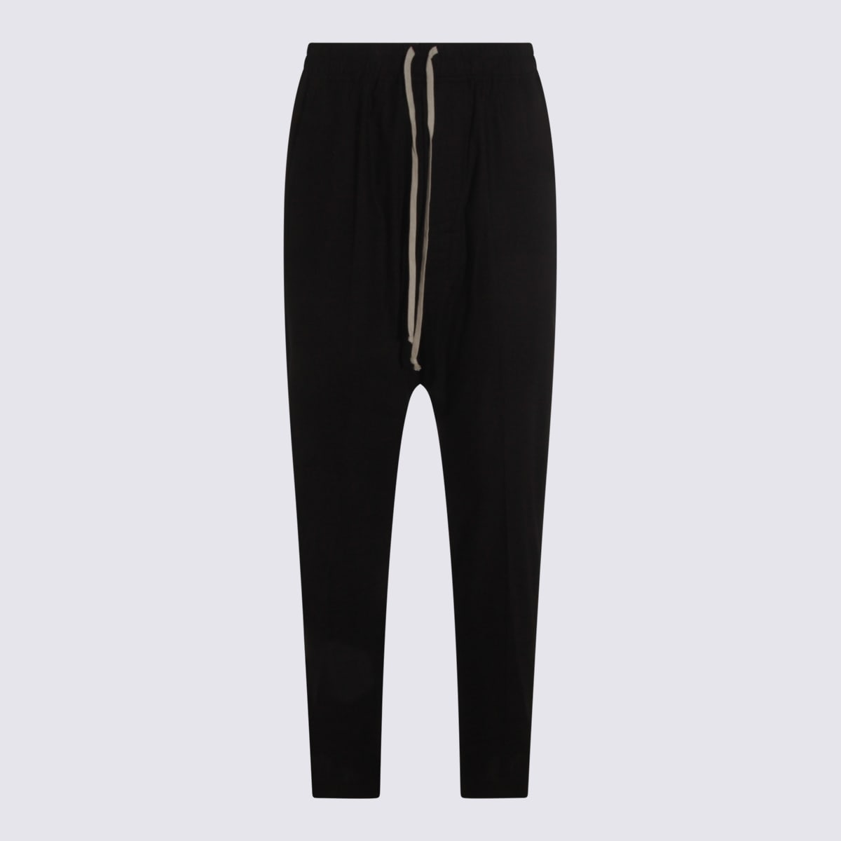 Black Cotton Drawstring Long Pants
