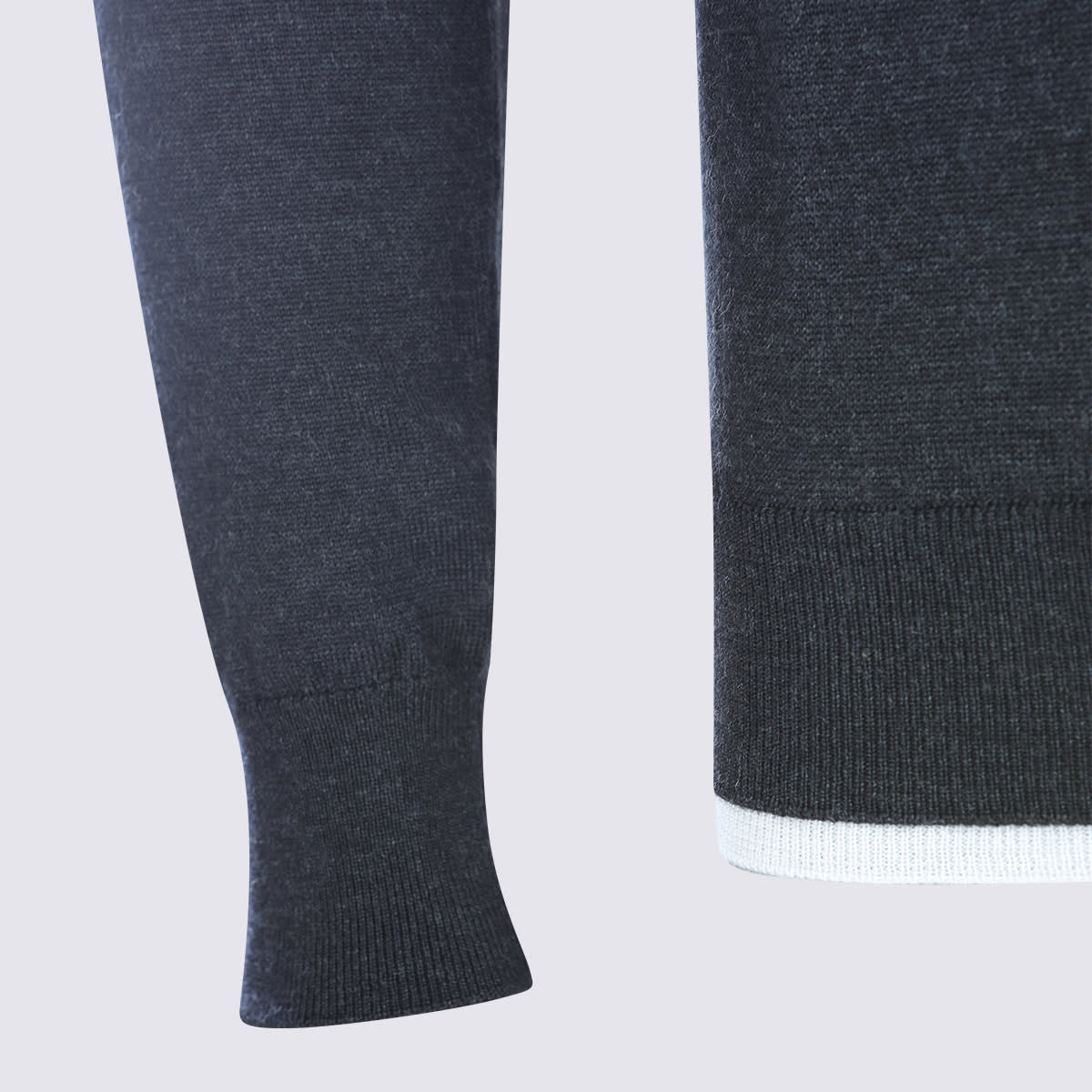 Eleventy Ribbed Crewneck Sweater Contrast Trim In Gray