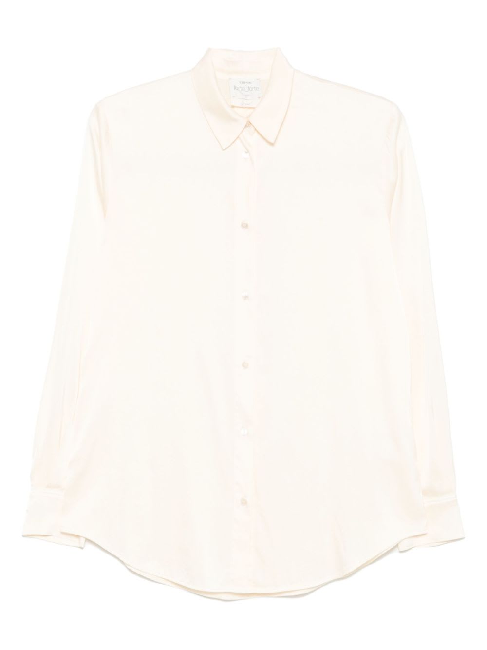 Forte Forte Essential Heavy Stretch Silk Satin Shirt In Neutral