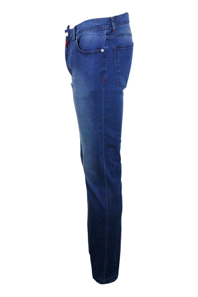 Shop Kiton Five-pocket Luxury Jeans In Denim