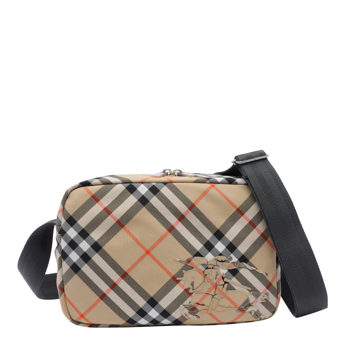 Shop Burberry Check Crossbody Bag In Beige