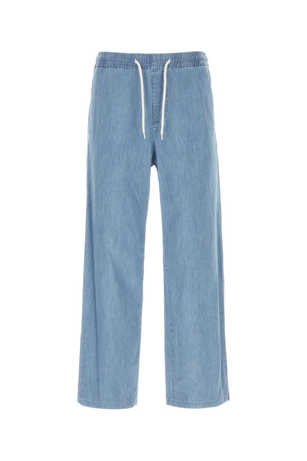 Shop Apc Elasticated Drawstring Waistband Jeans In Blu
