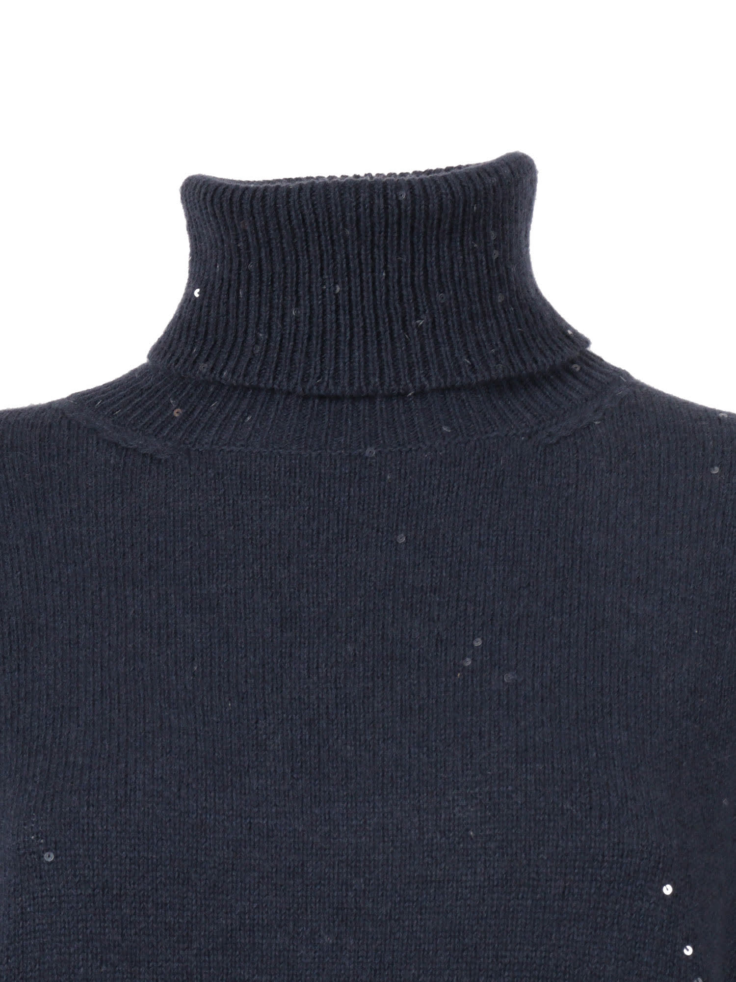 Lorena Antoniazzi Sequin-embellished Turtleneck Sweater In Blue
