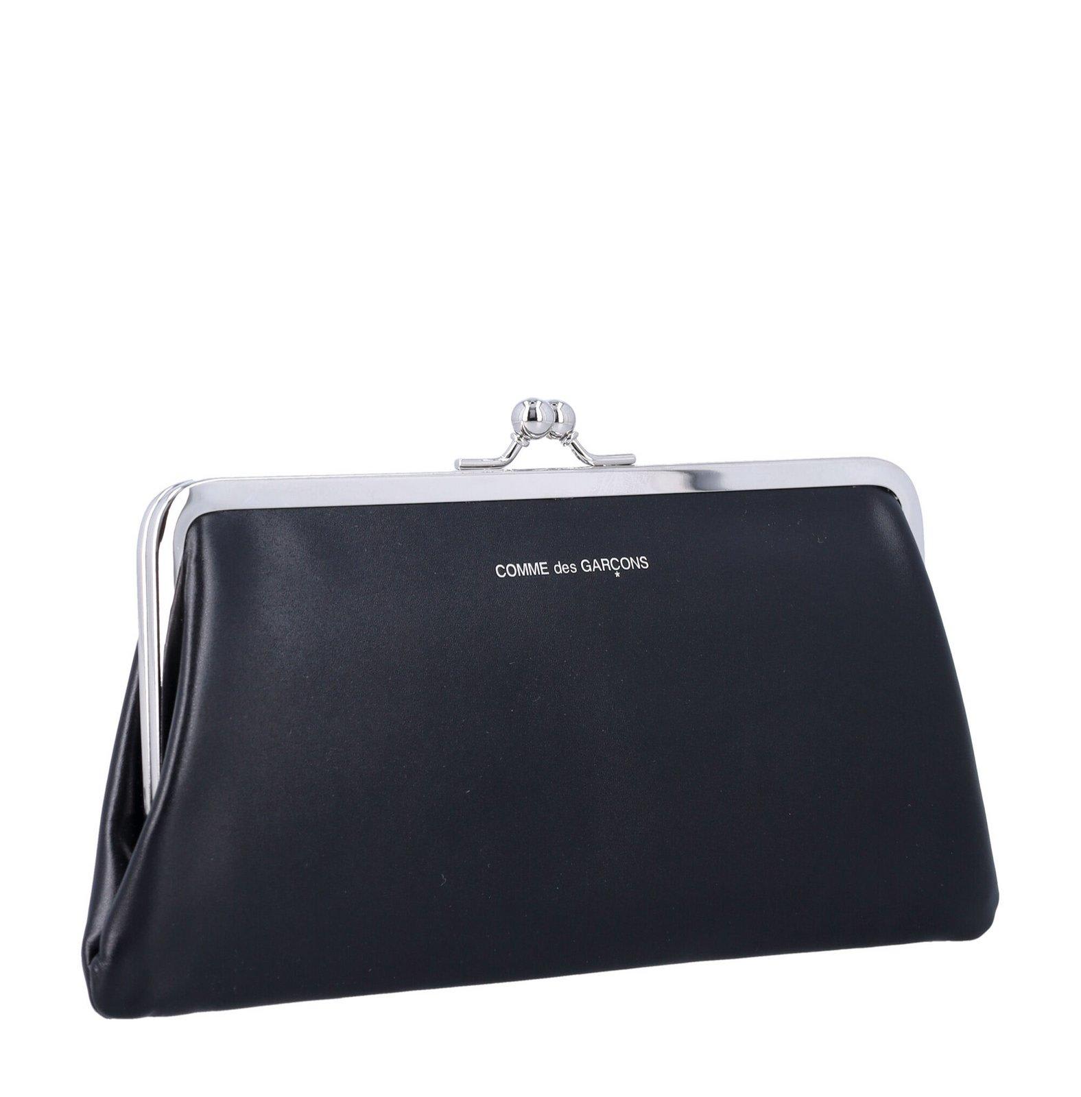 Comme Des Garçons Logo-printed Kiss-clasp Purse In Black