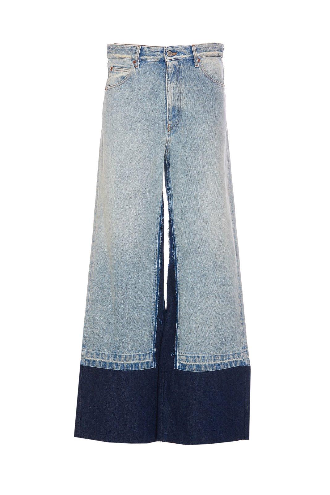 Shop Mm6 Maison Margiela Logo Patch Panelled Jeans In Blue