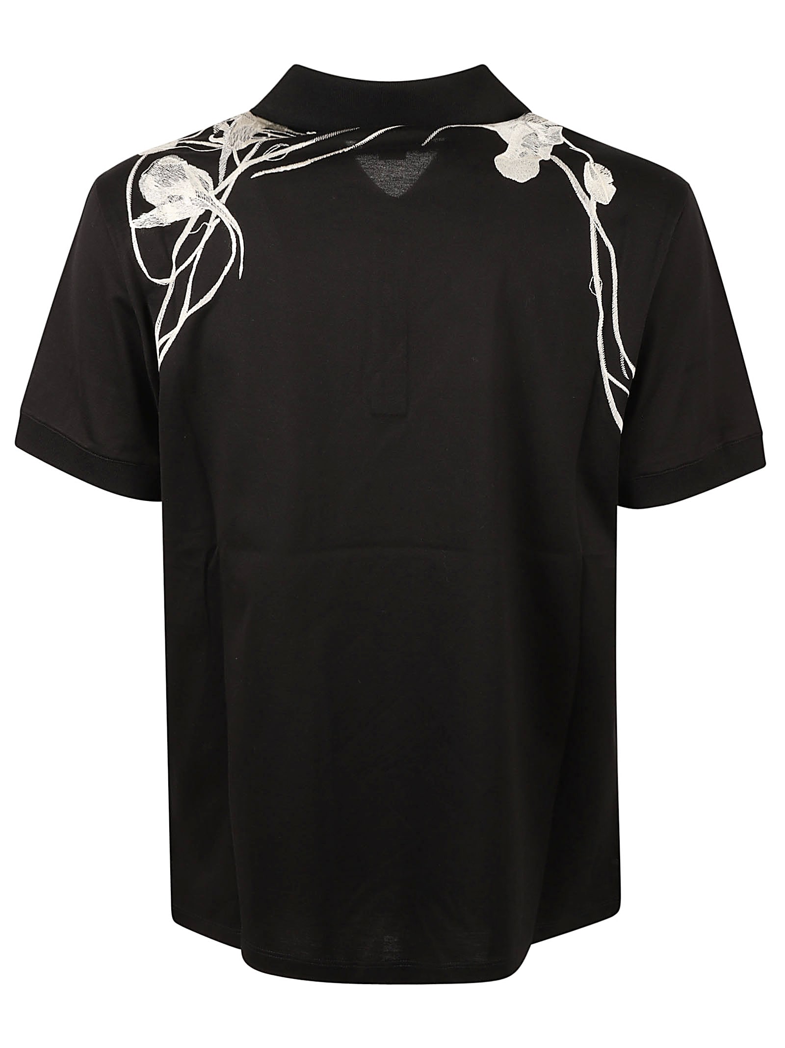 Shop Alexander Mcqueen Floral Embroidery Polo Shirt In Black